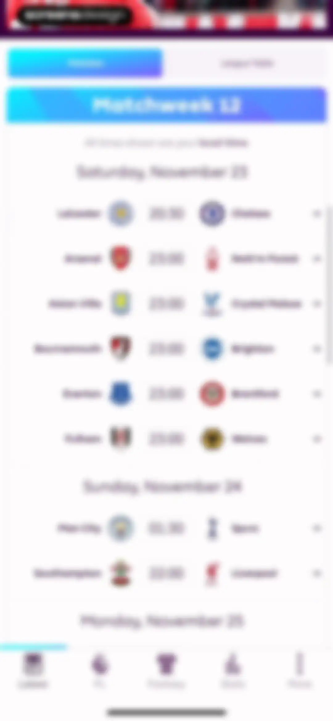 Premier League - Scores, News screen 43