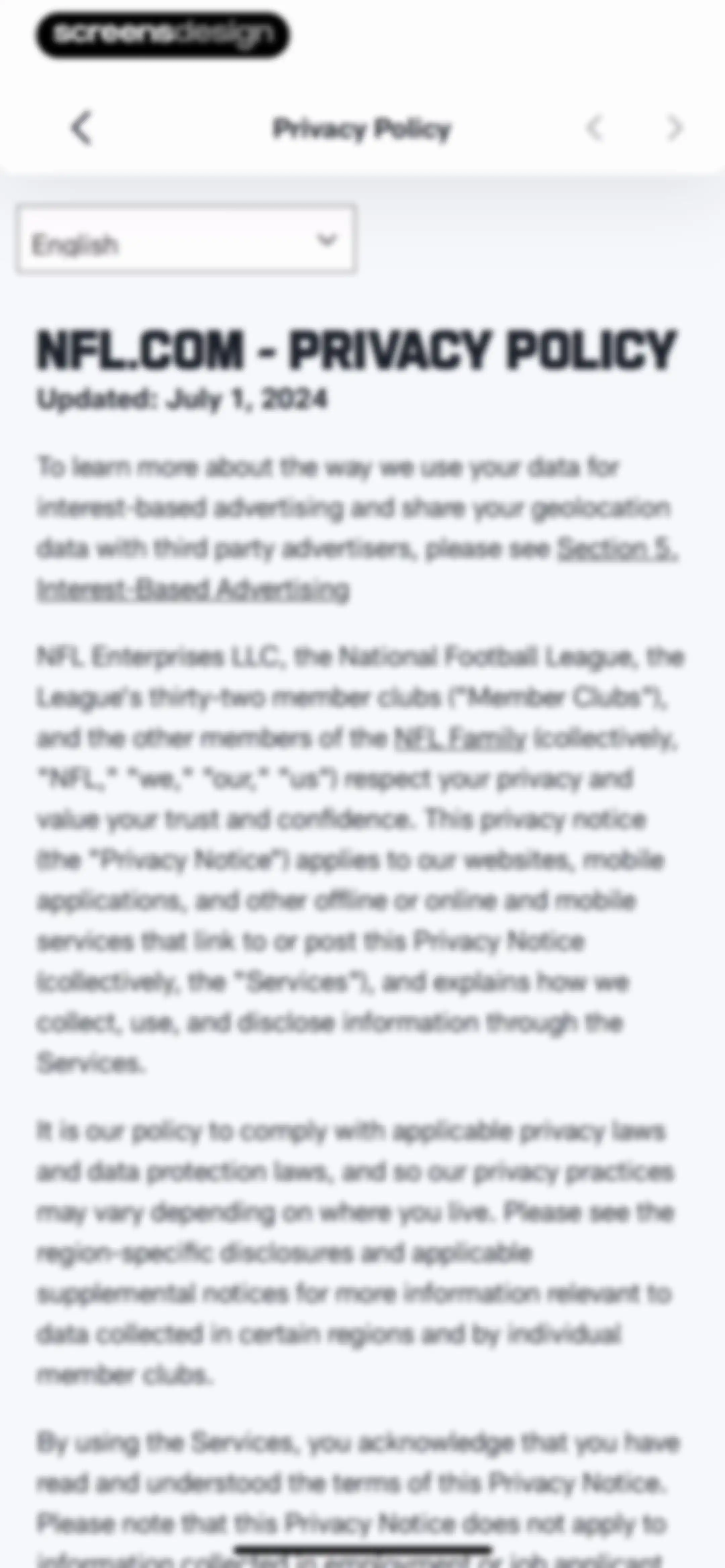 NFL screen 142