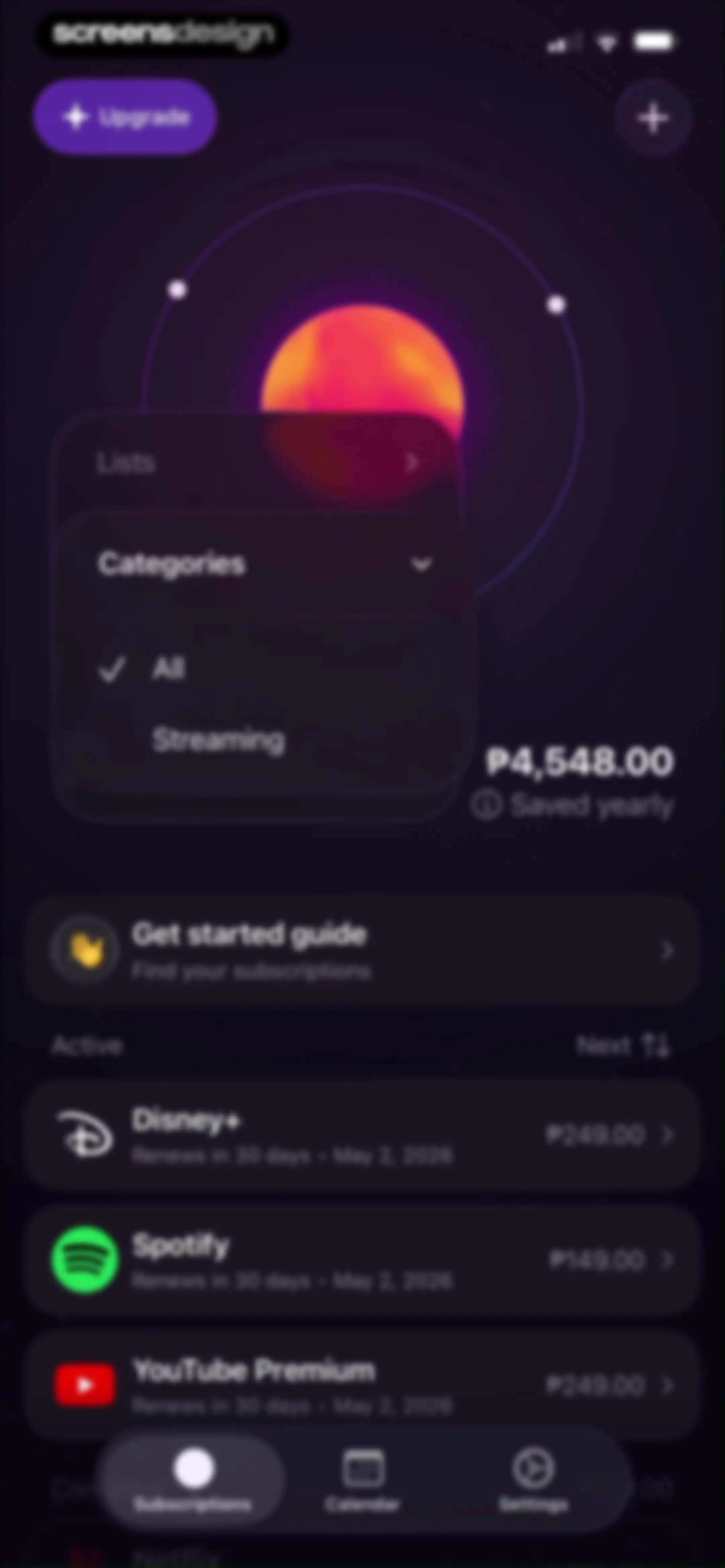 Subscription Manager: Orbit screen 27