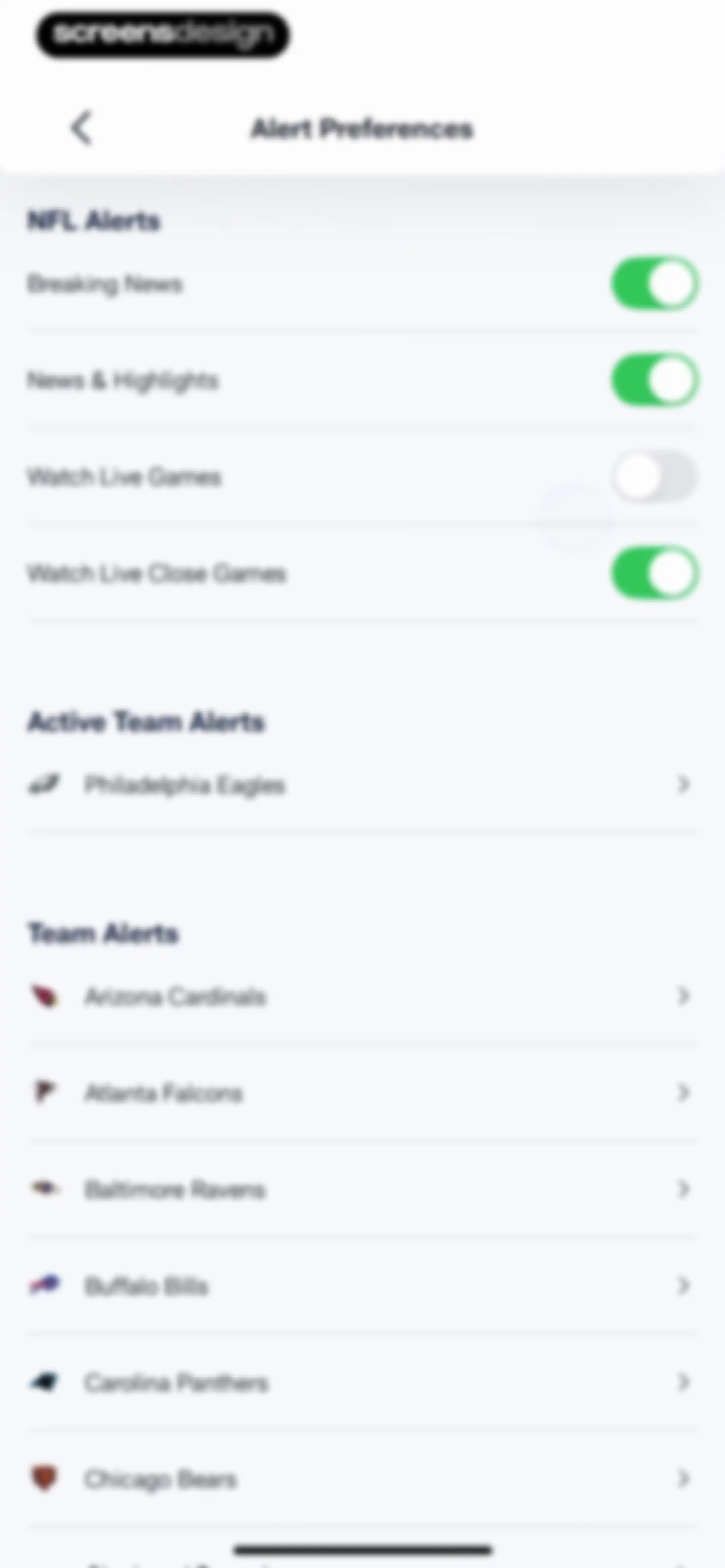 NFL screen 136