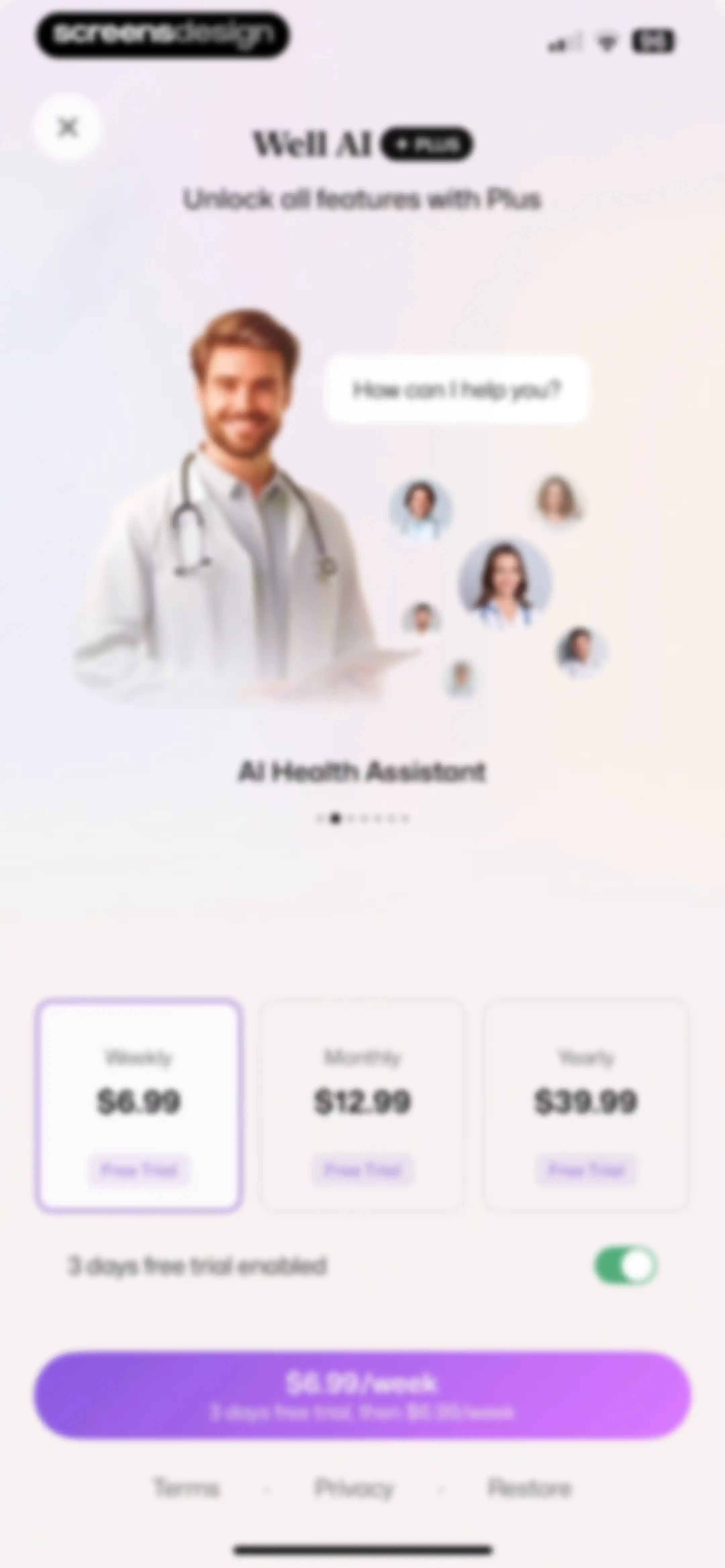 Well AI: Improve Well-being screen 131