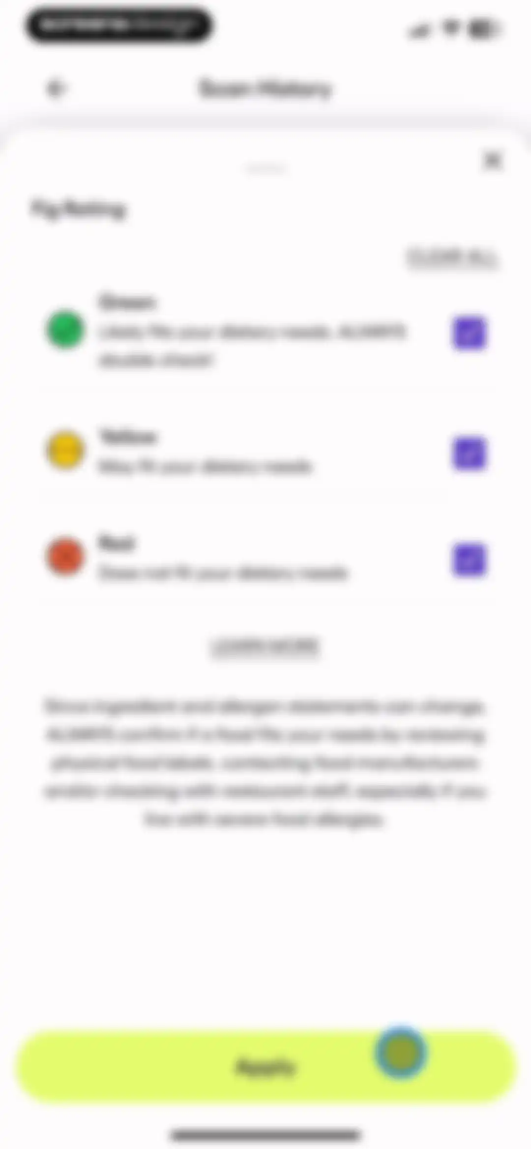 Fig: Food Scanner & Guide screen 27