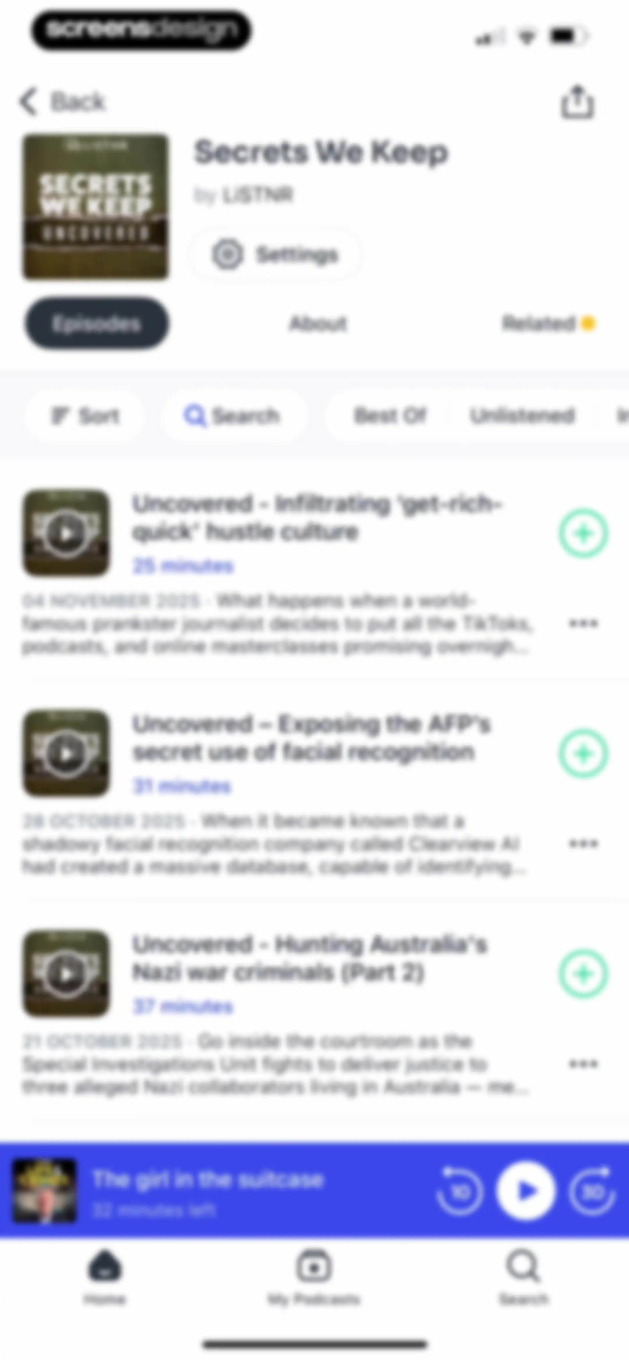 Podcast App screen 29