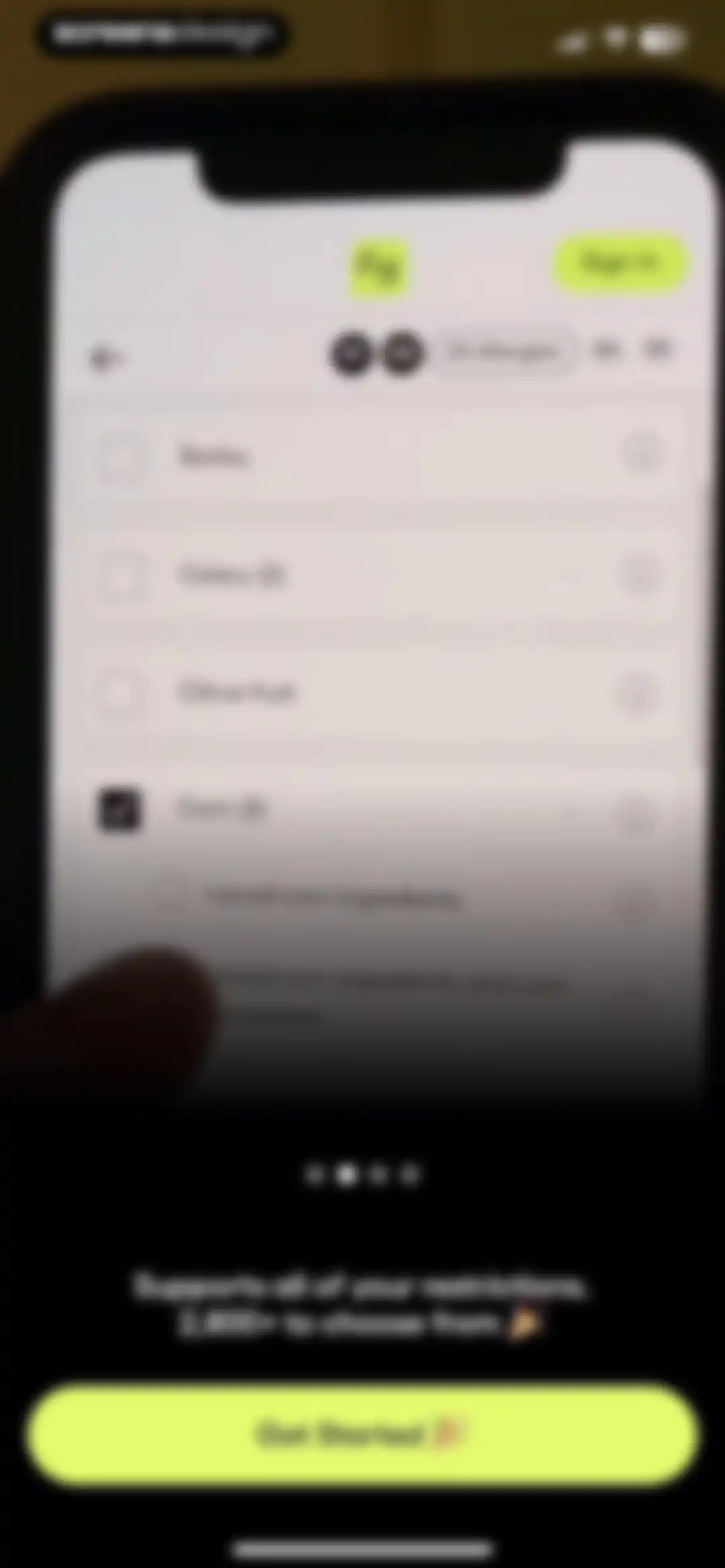 Fig: Food Scanner & Guide screen 4
