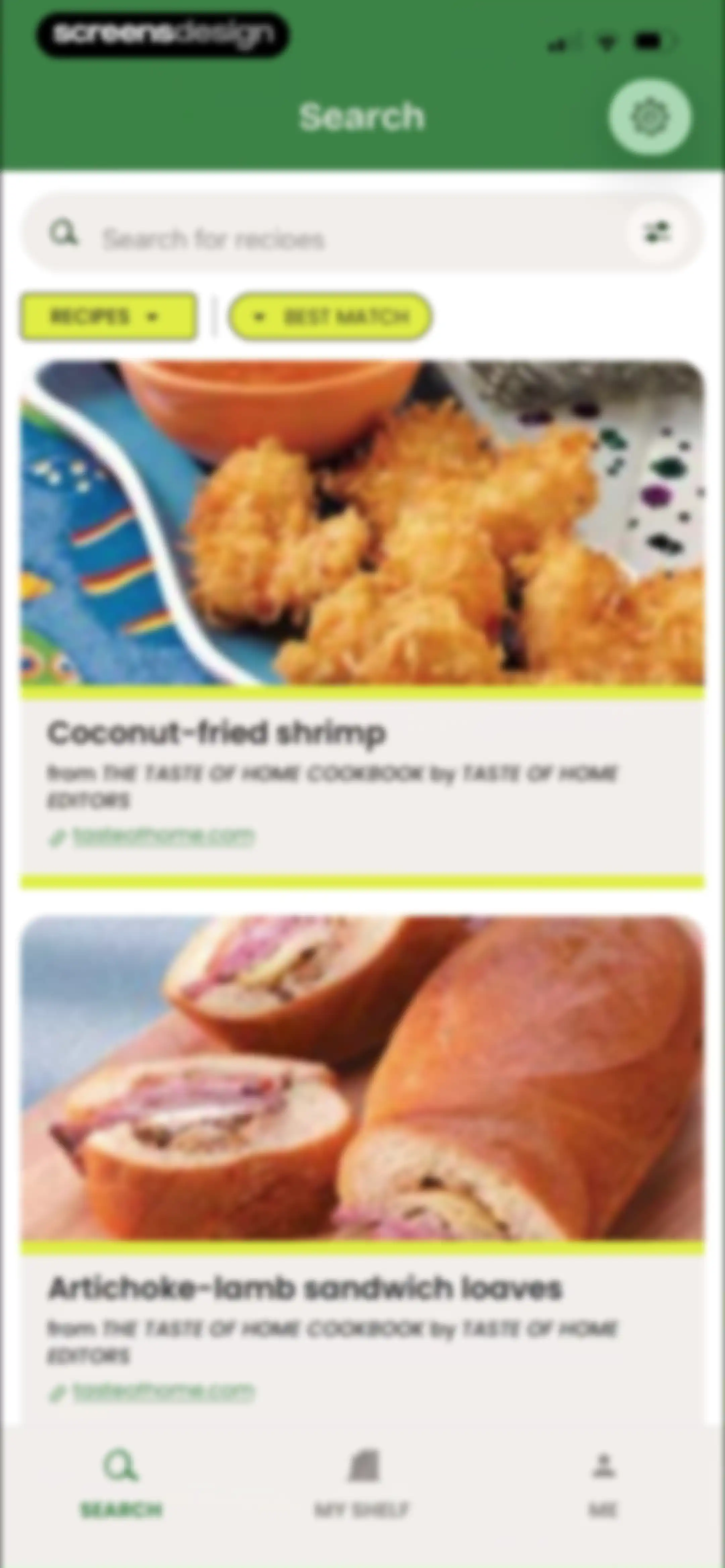 CookShelf: Search Cookbooks screen 74