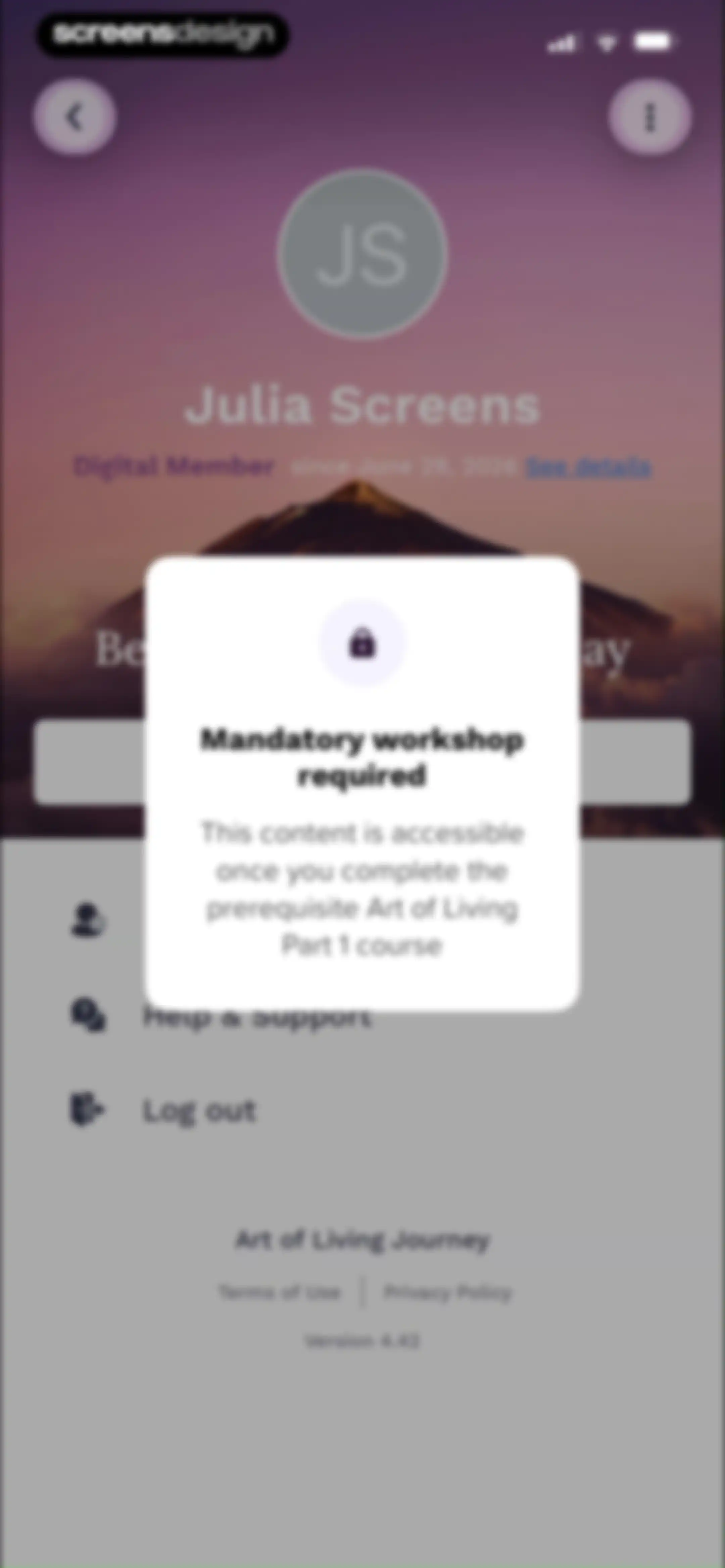 Art of Living Official App screen 78