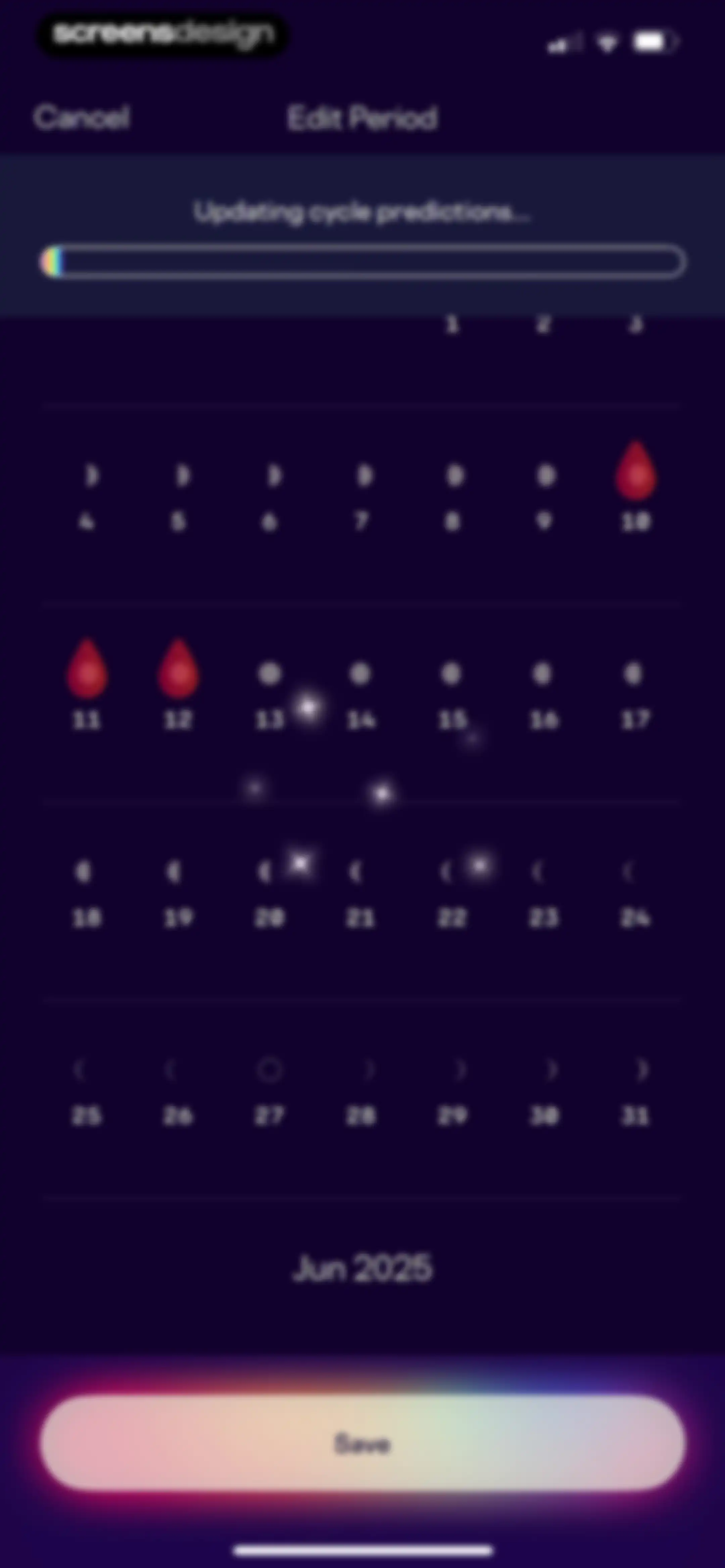 Stardust Period Tracker screen 110