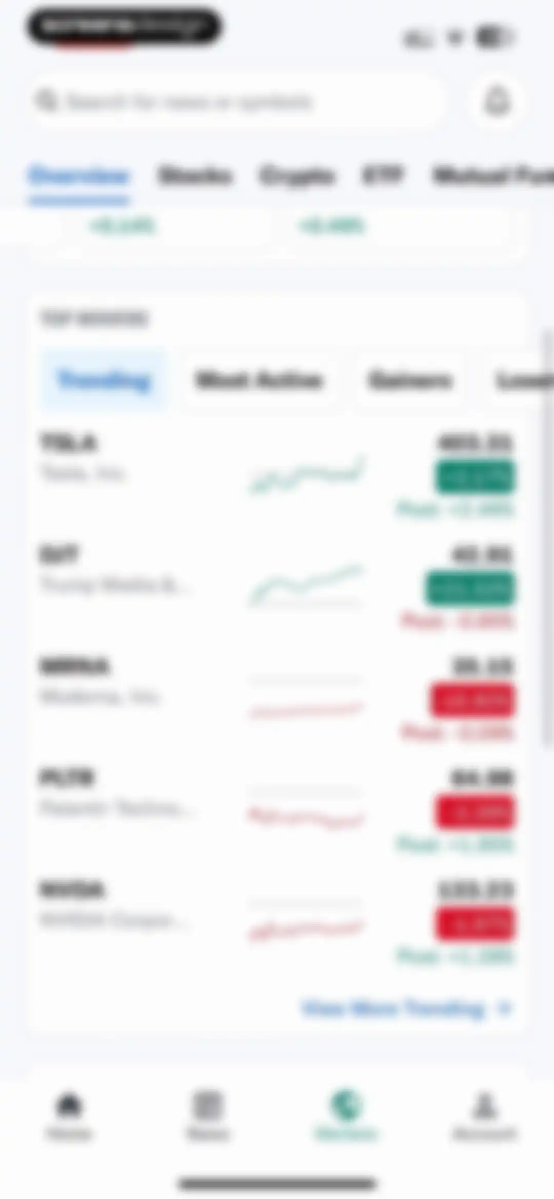 Yahoo Finance: Stocks, Markets screen 162
