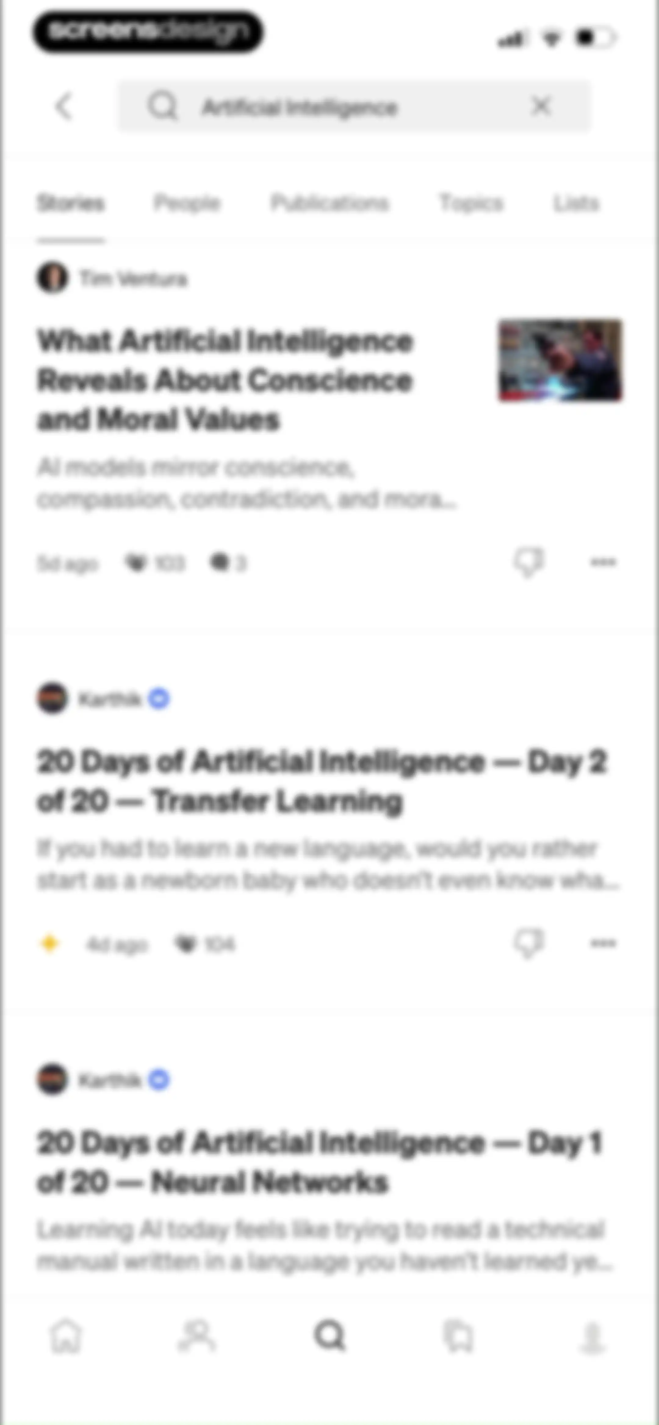 Medium: Read & Write Stories screen 85