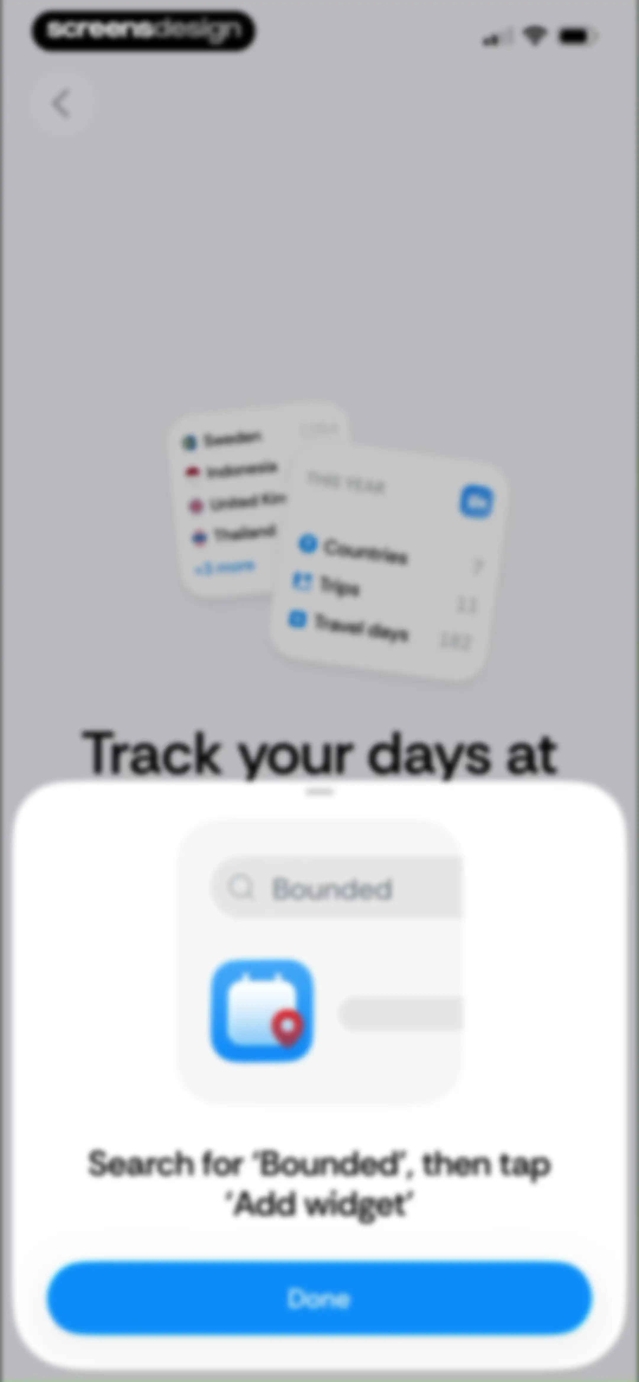 Country Days Tracker: Bounded screen 22