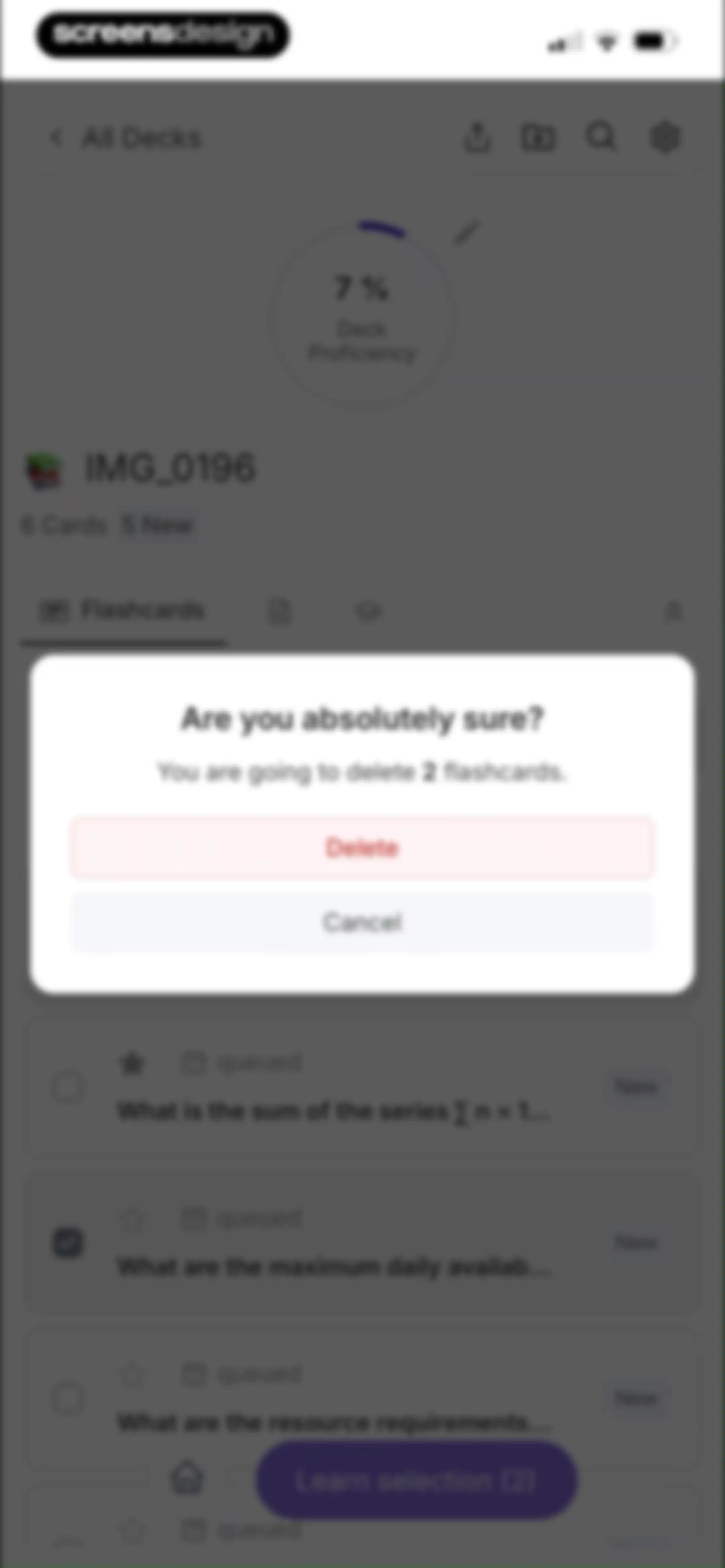 Retain Cards: AI Flashcards screen 74
