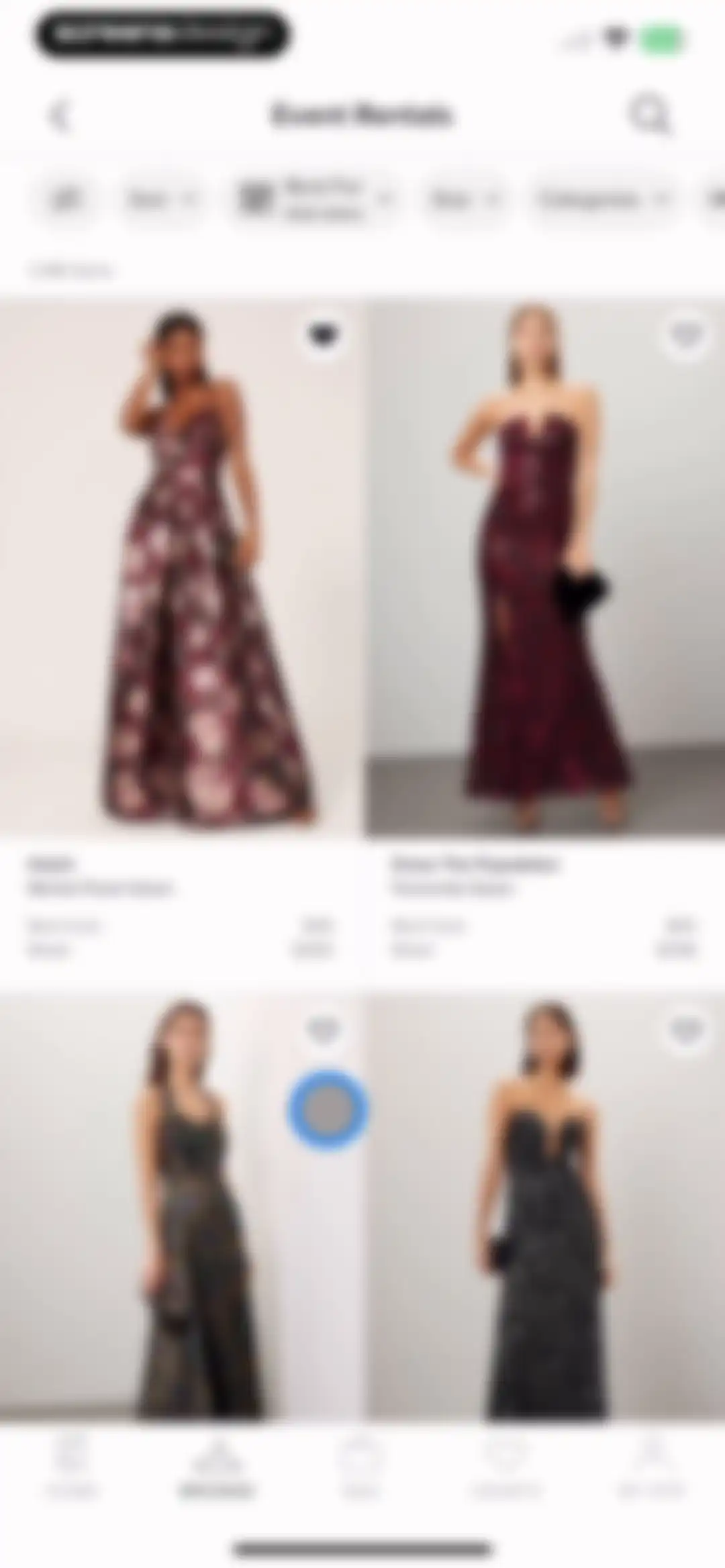 Rent the Runway (RTR) screen 26