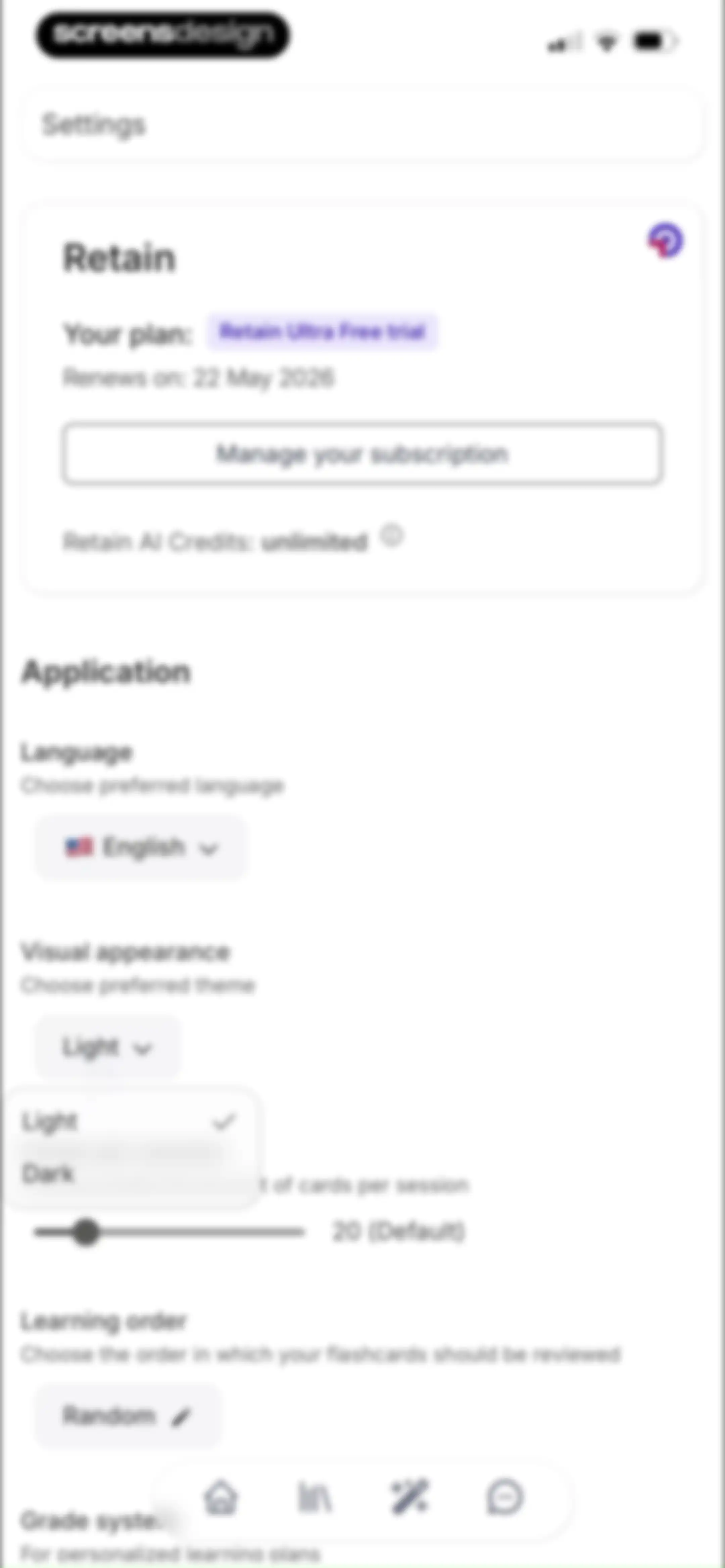 Retain Cards: AI Flashcards screen 174