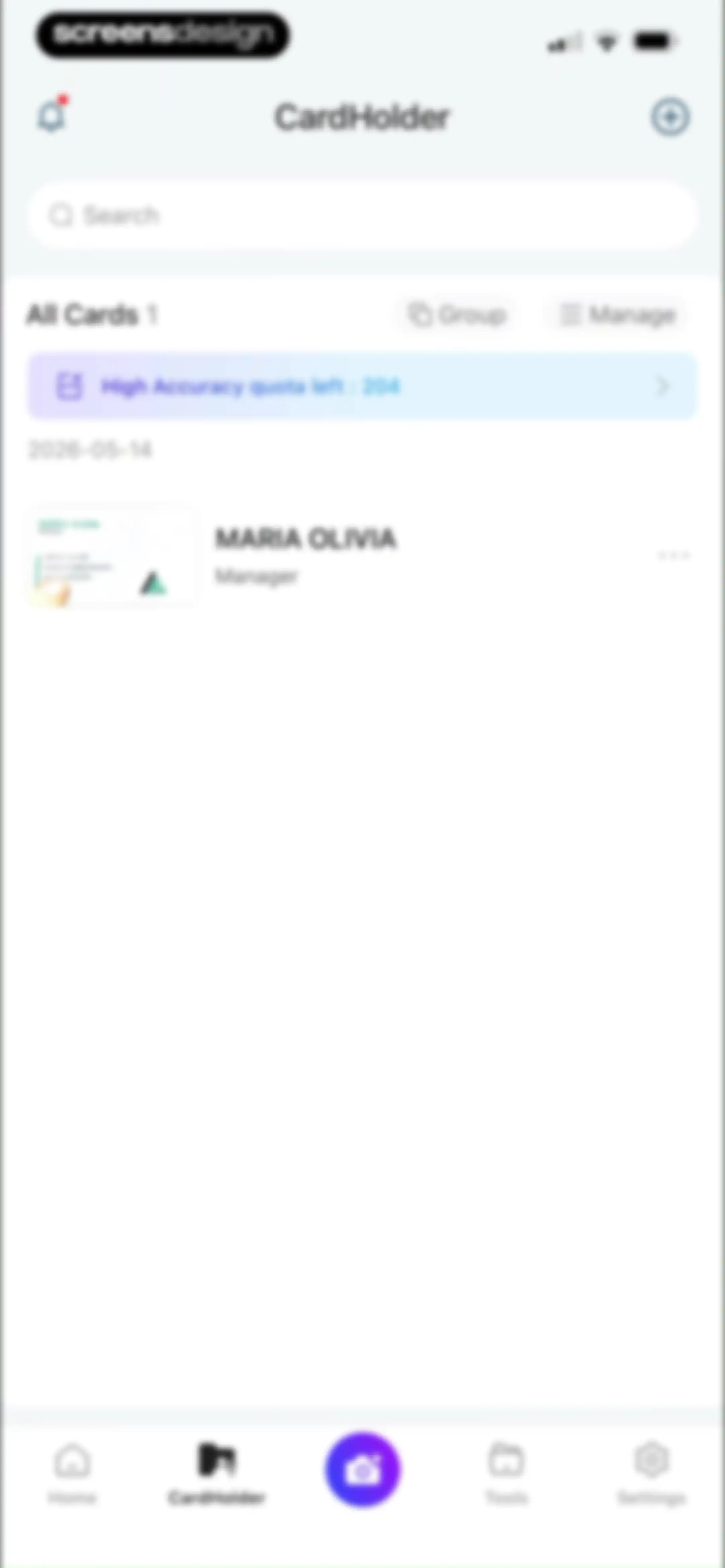 CamCard AI Business Assistant screen 109