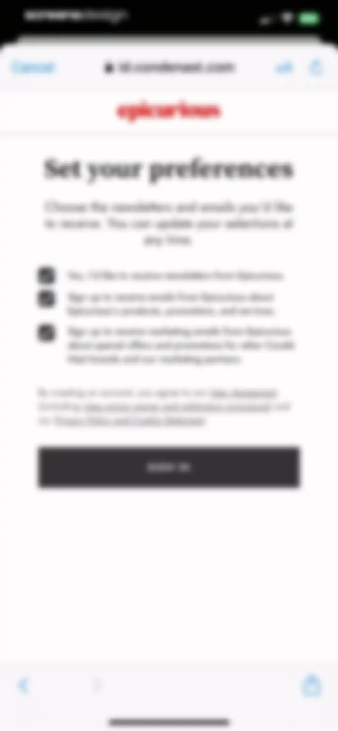 Epicurious screen 8