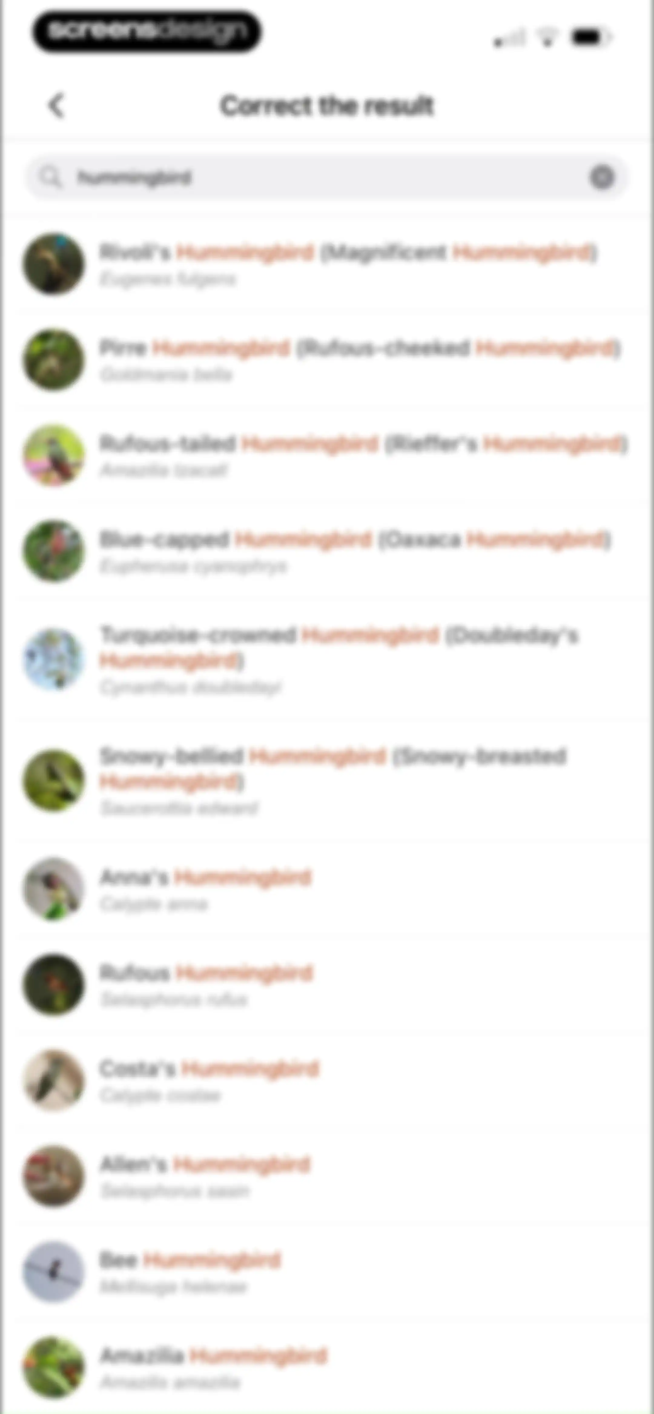 Picture Bird: Bird identifier screen 101