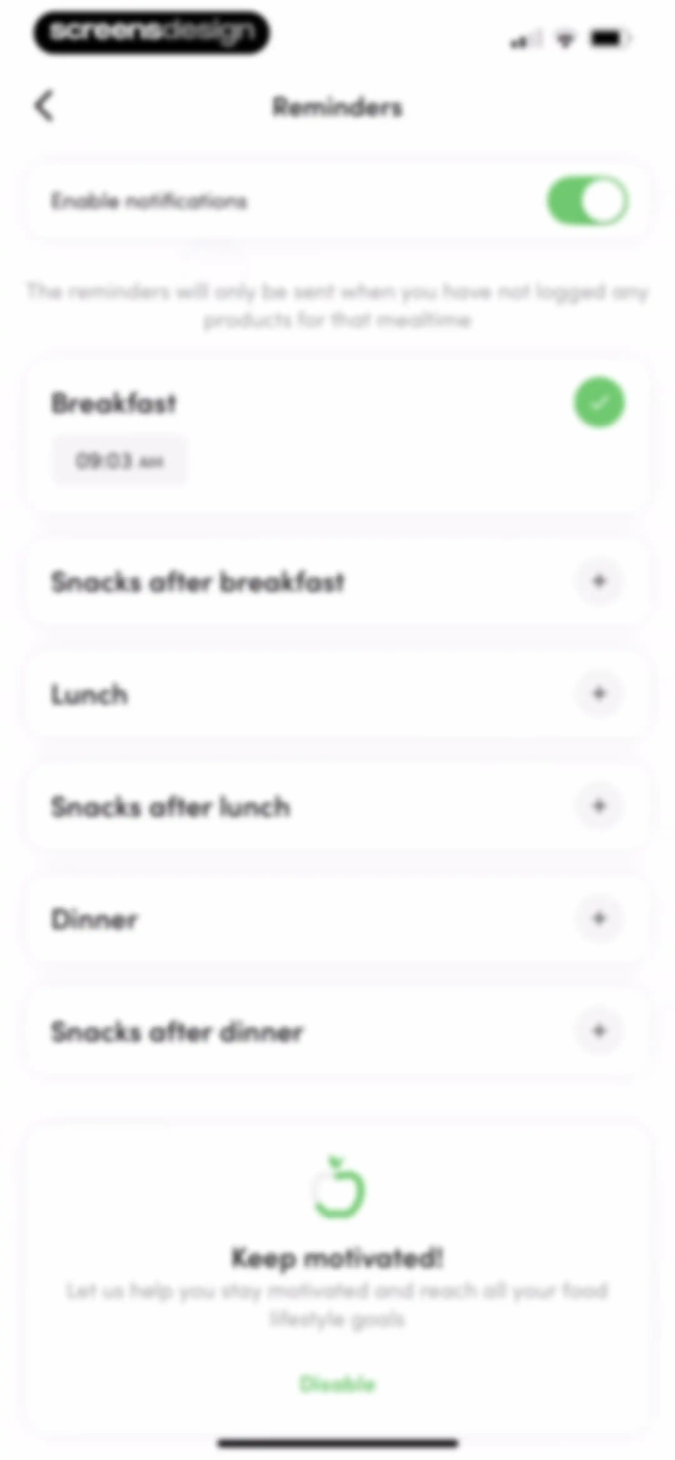 Calories and nutrition tracker screen 112