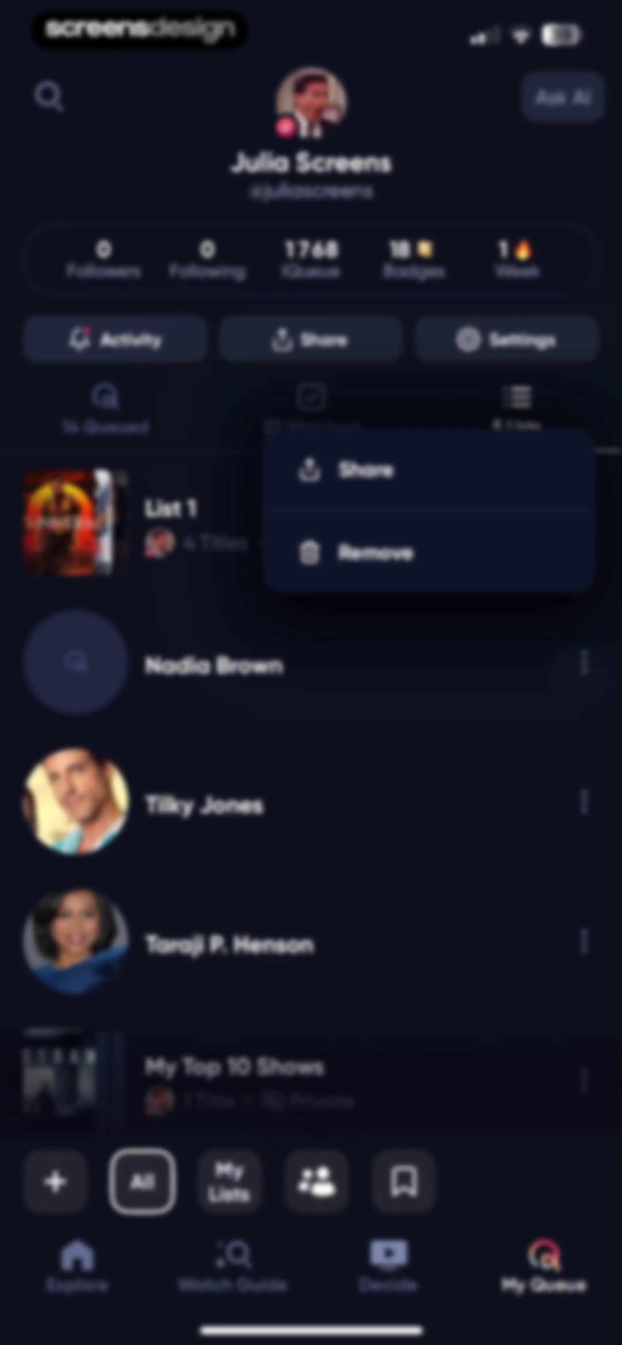 Queue - Find Movies & Shows screen 142