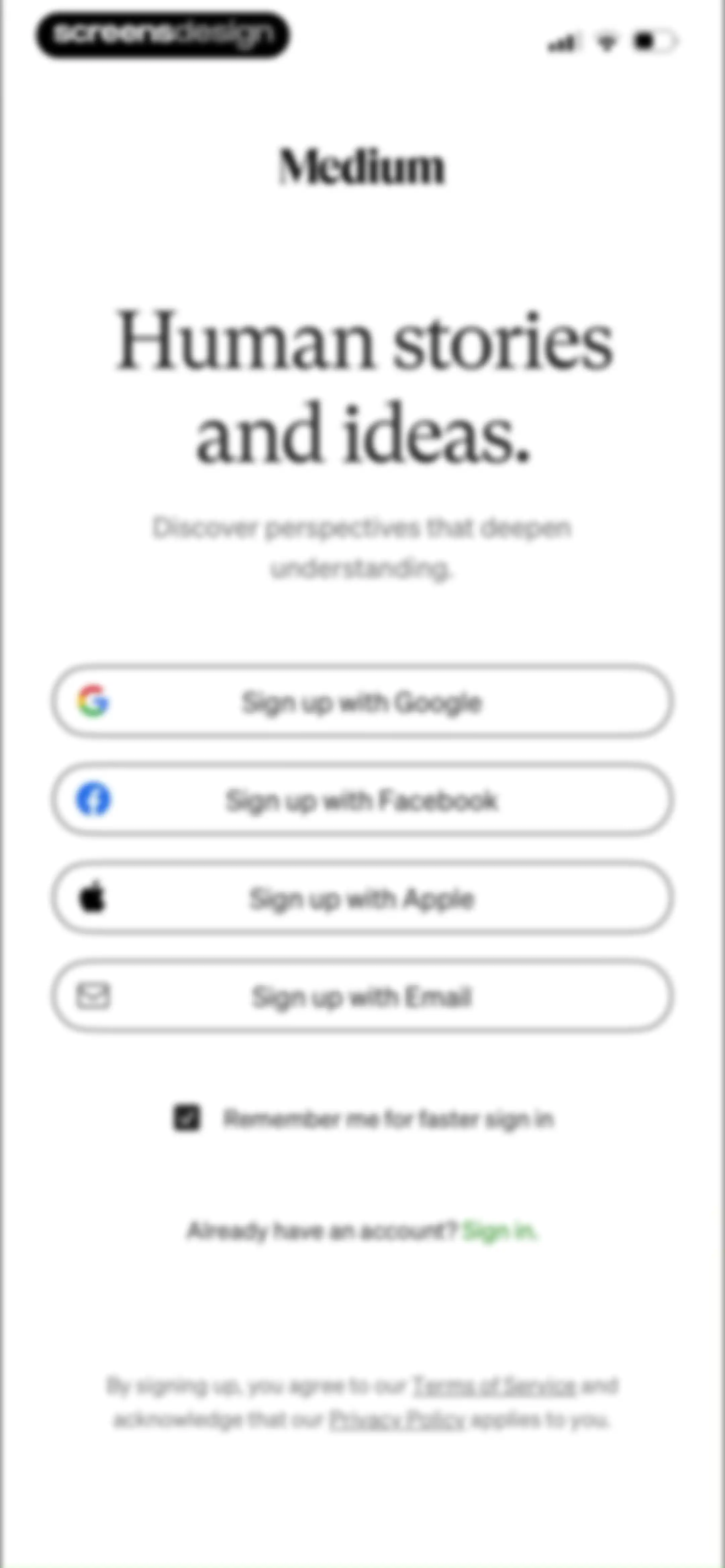 Medium: Read & Write Stories screen 2