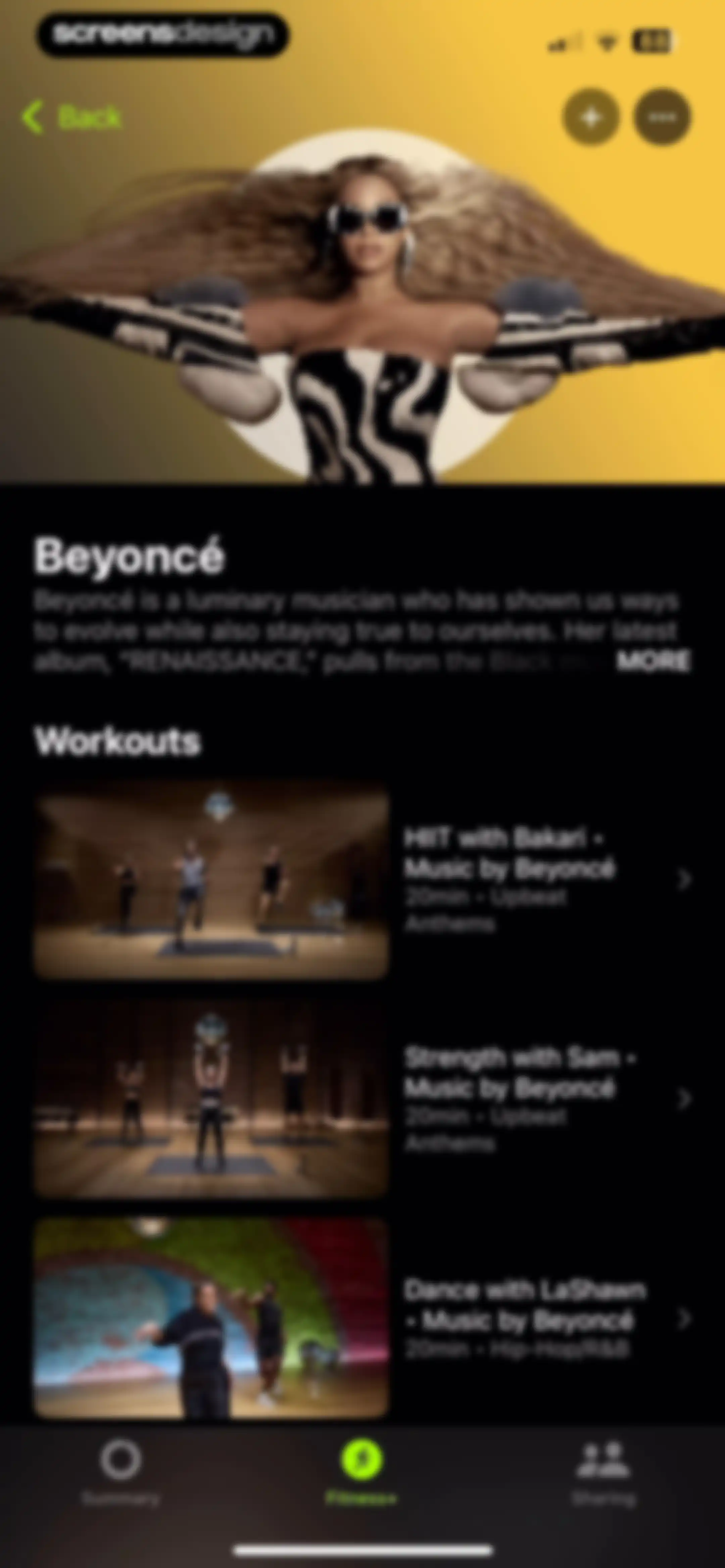 Apple Fitness screen 118