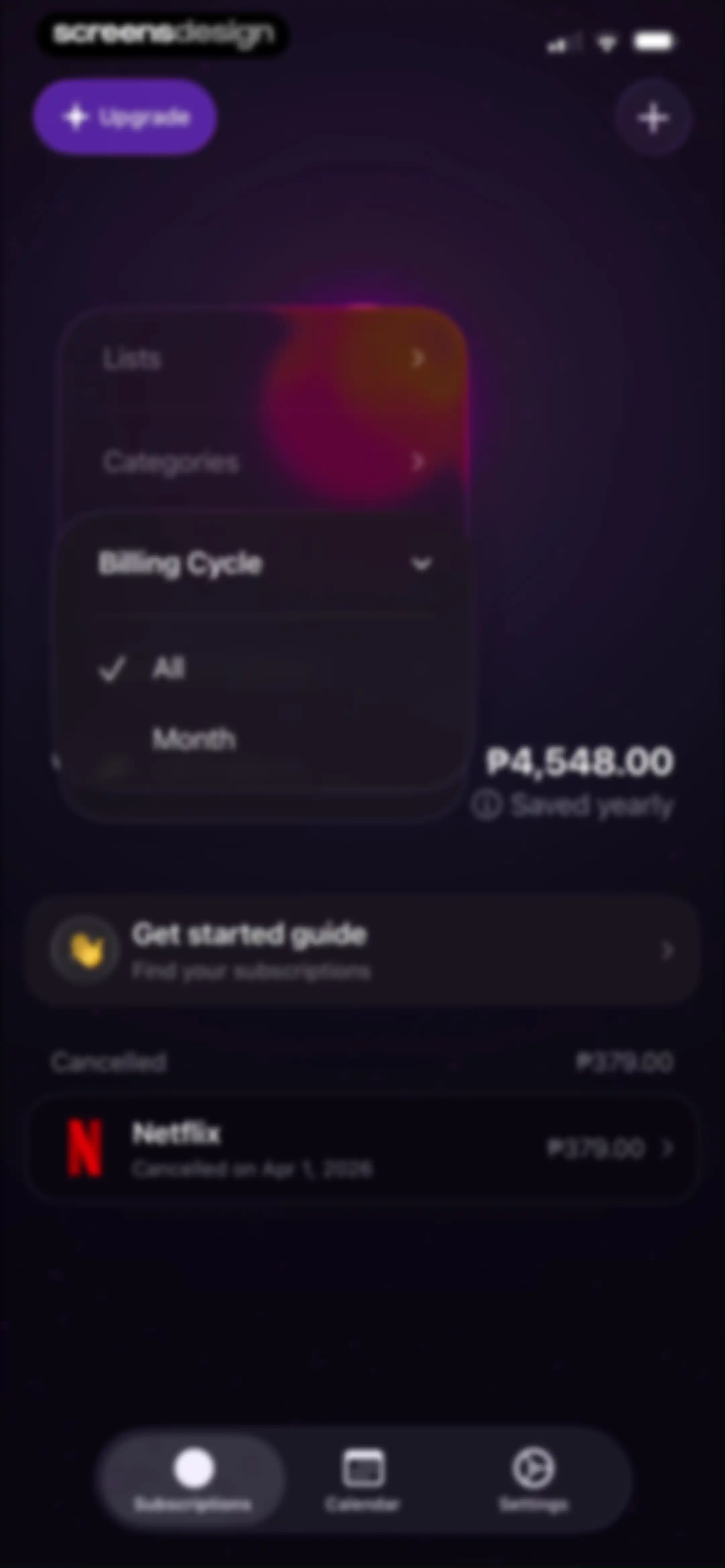 Subscription Manager: Orbit screen 29