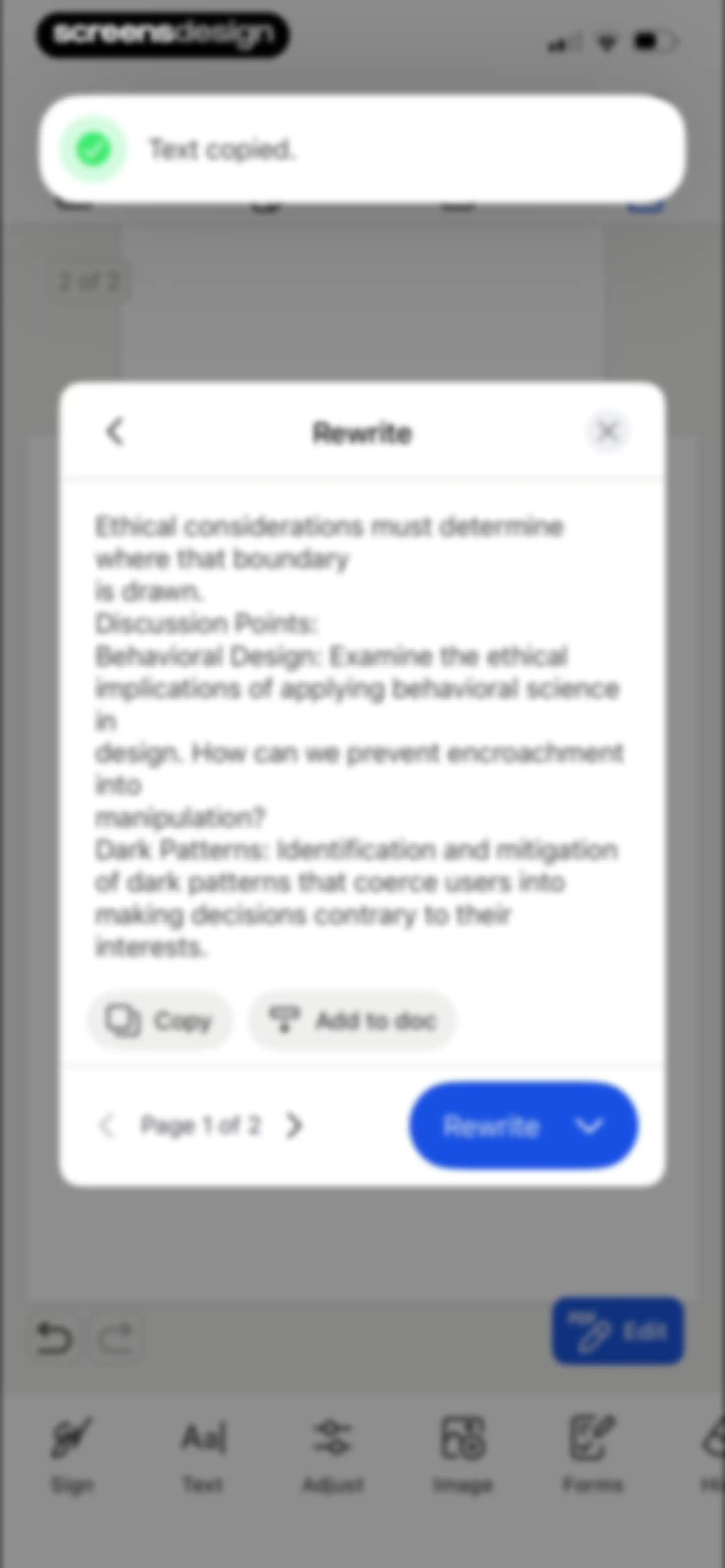 Forma: PDF Document Editor screen 86