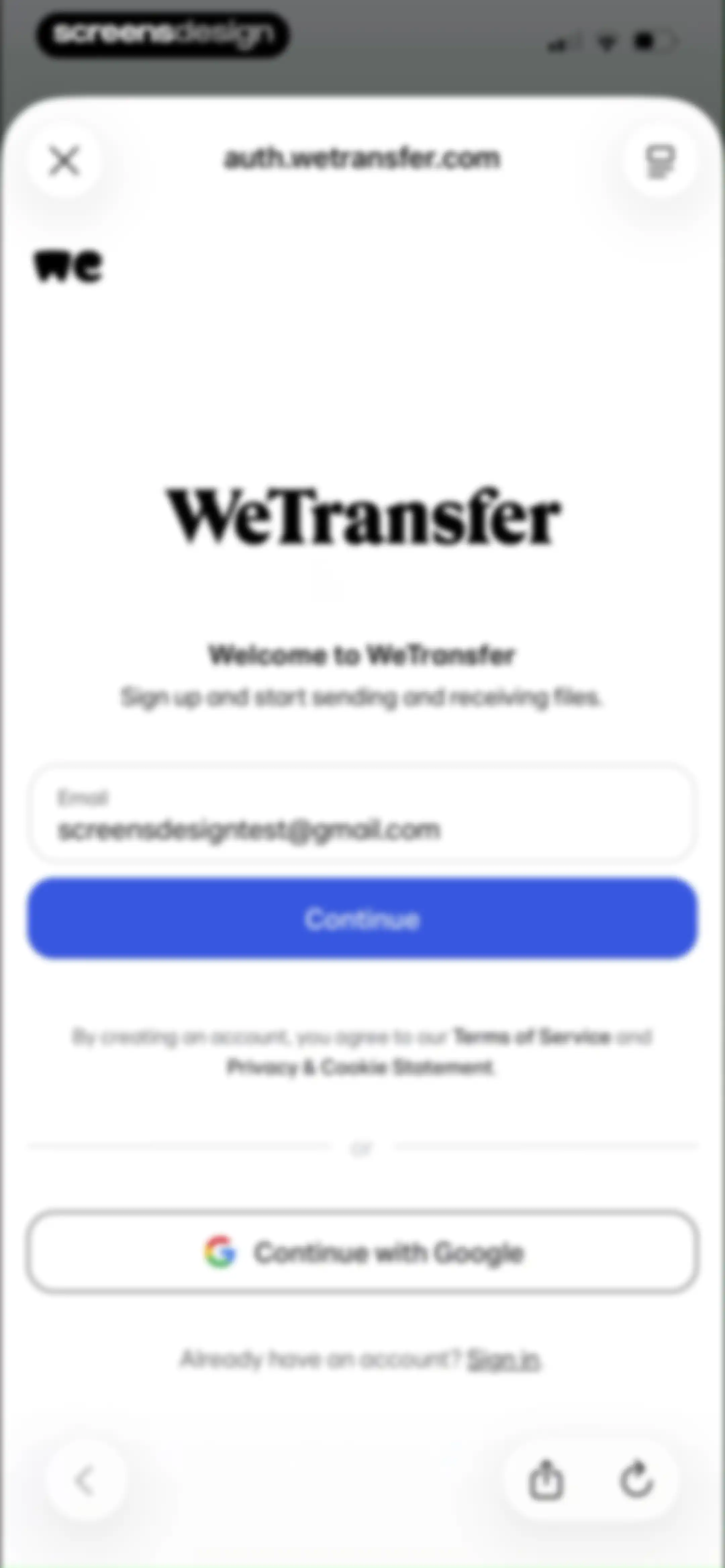 WeTransfer: Transfer Files screen 12