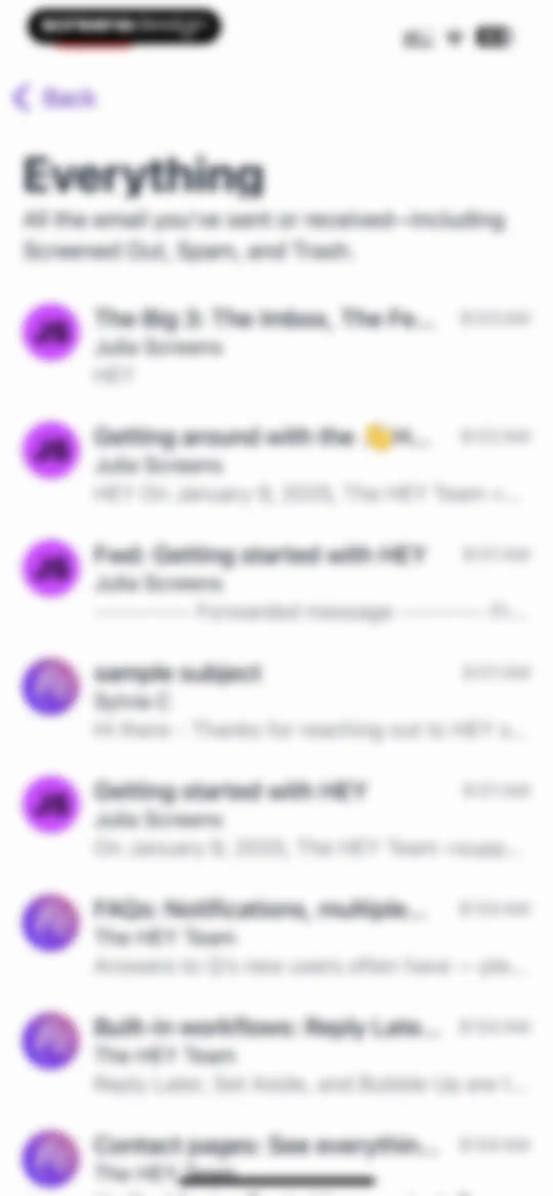 HEY Email screen 122