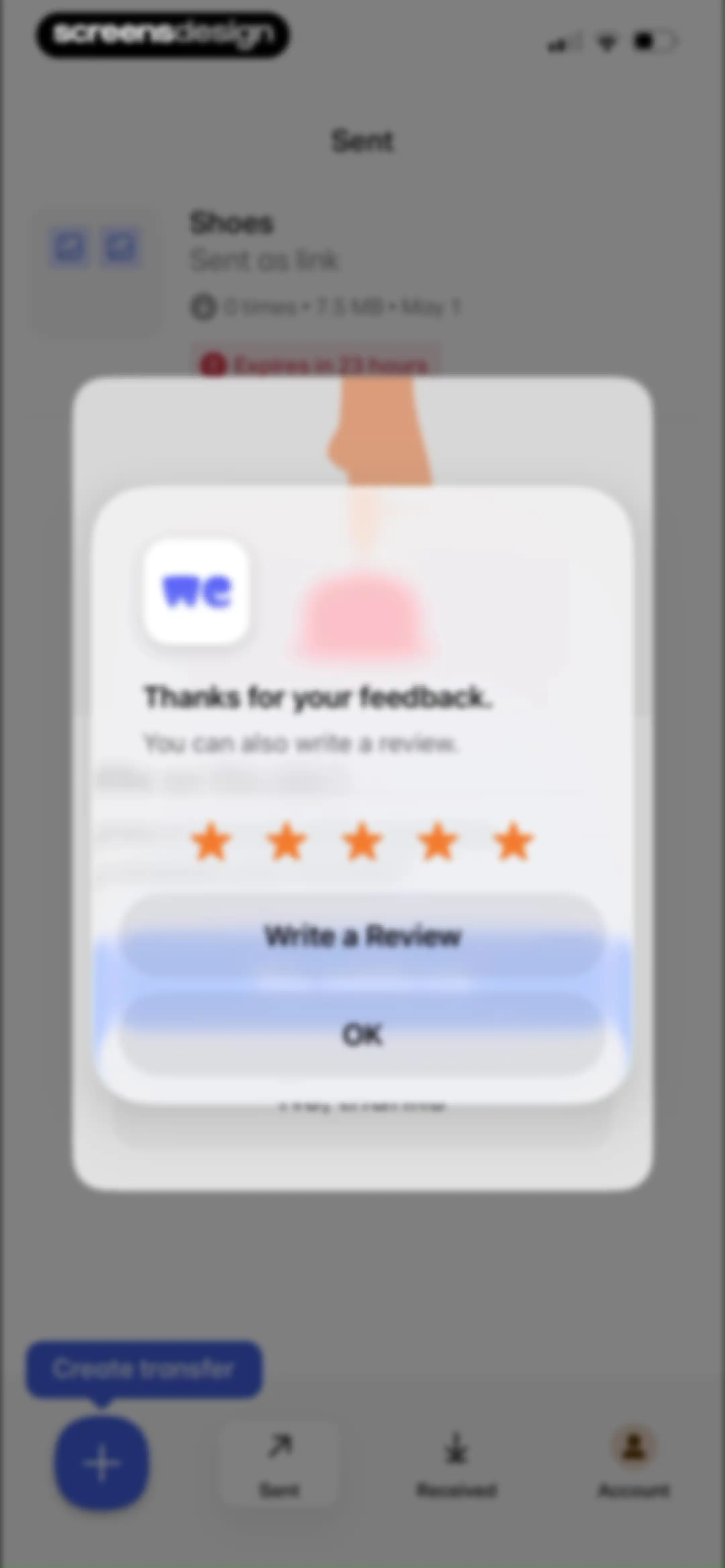 WeTransfer: Transfer Files screen 25