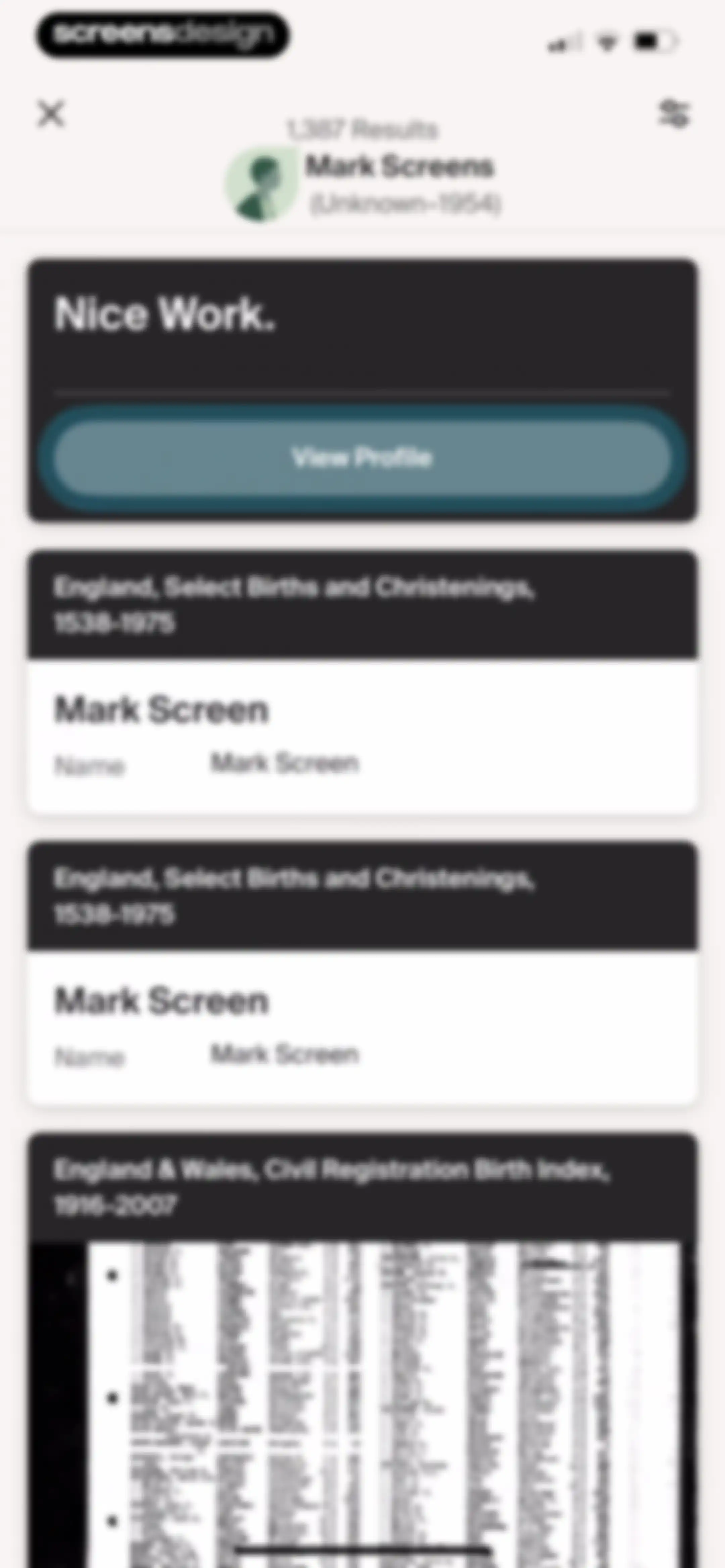 Ancestry: Family History & DNA screen 50
