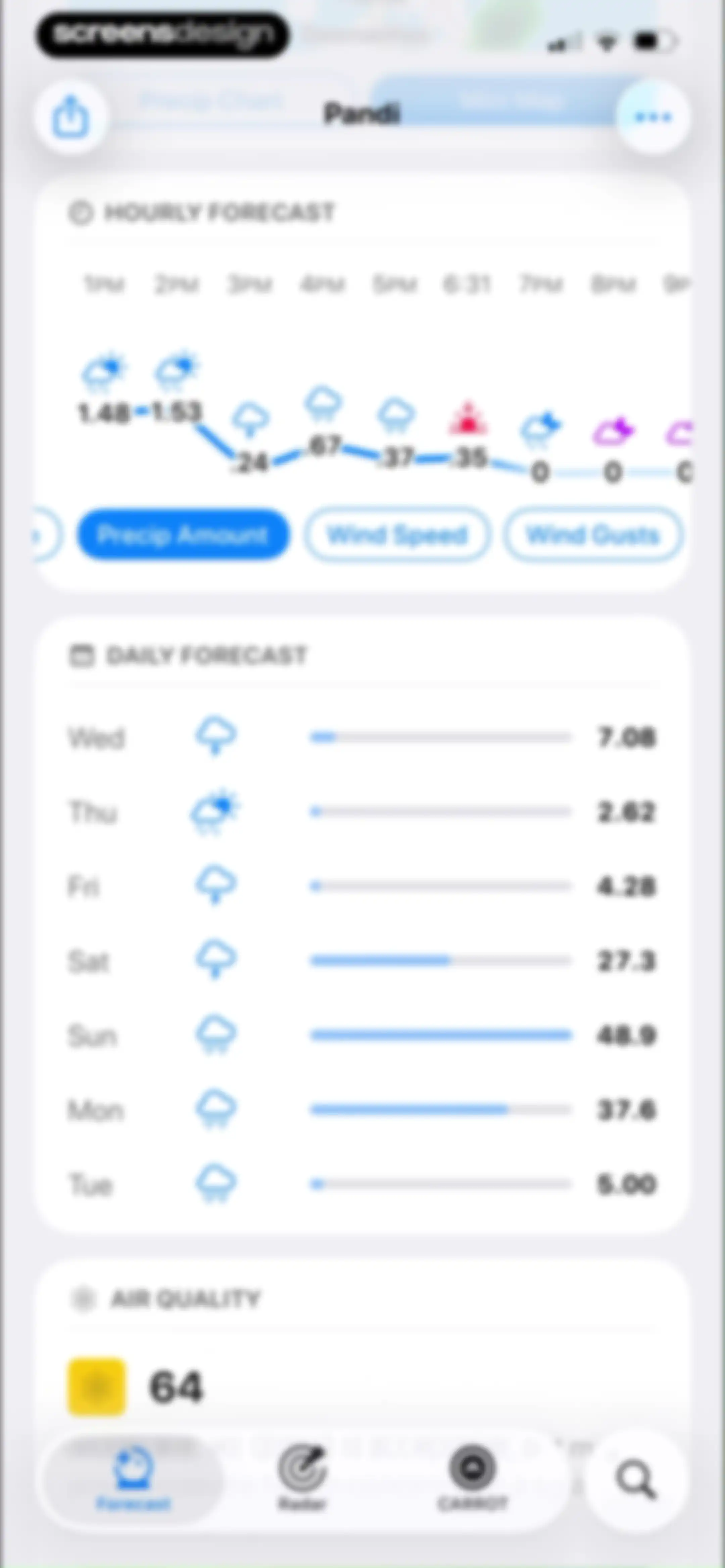 CARROT Weather: Alerts & Radar screen 50