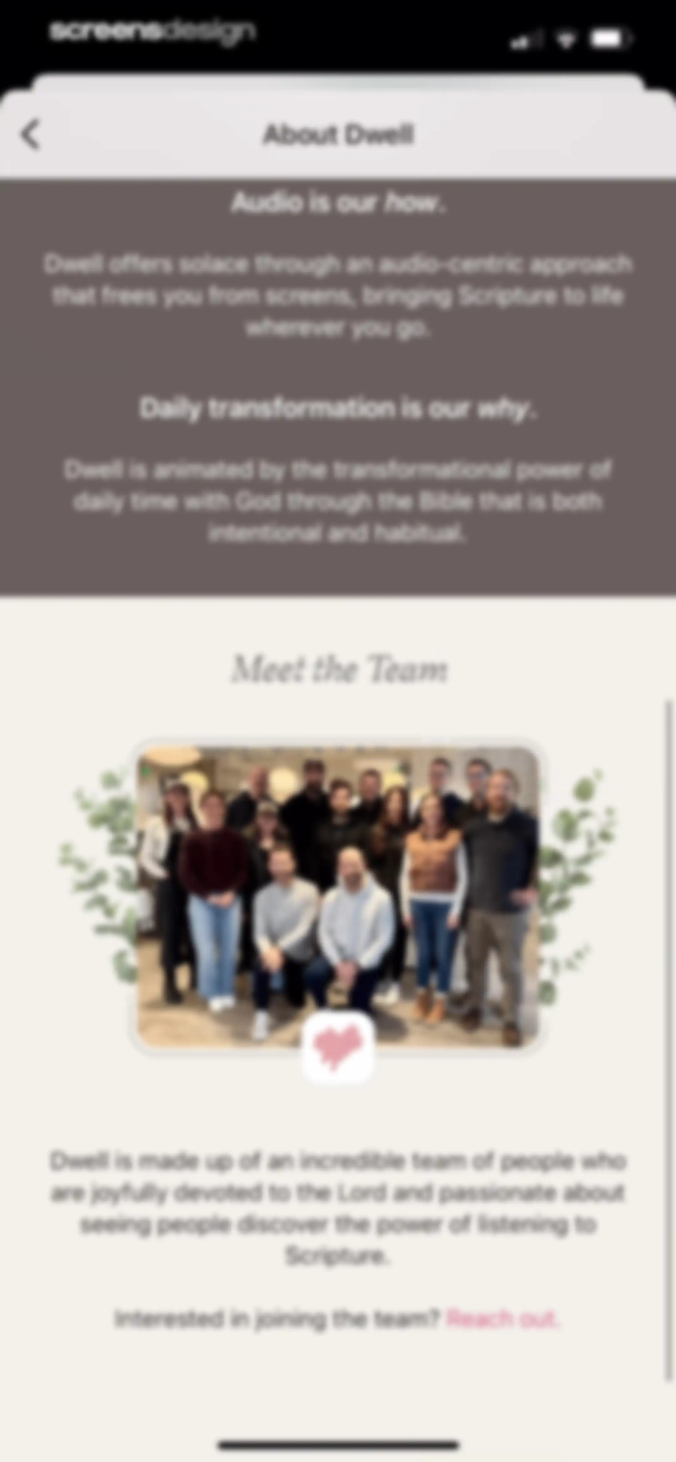 Dwell: Audio Bible screen 130