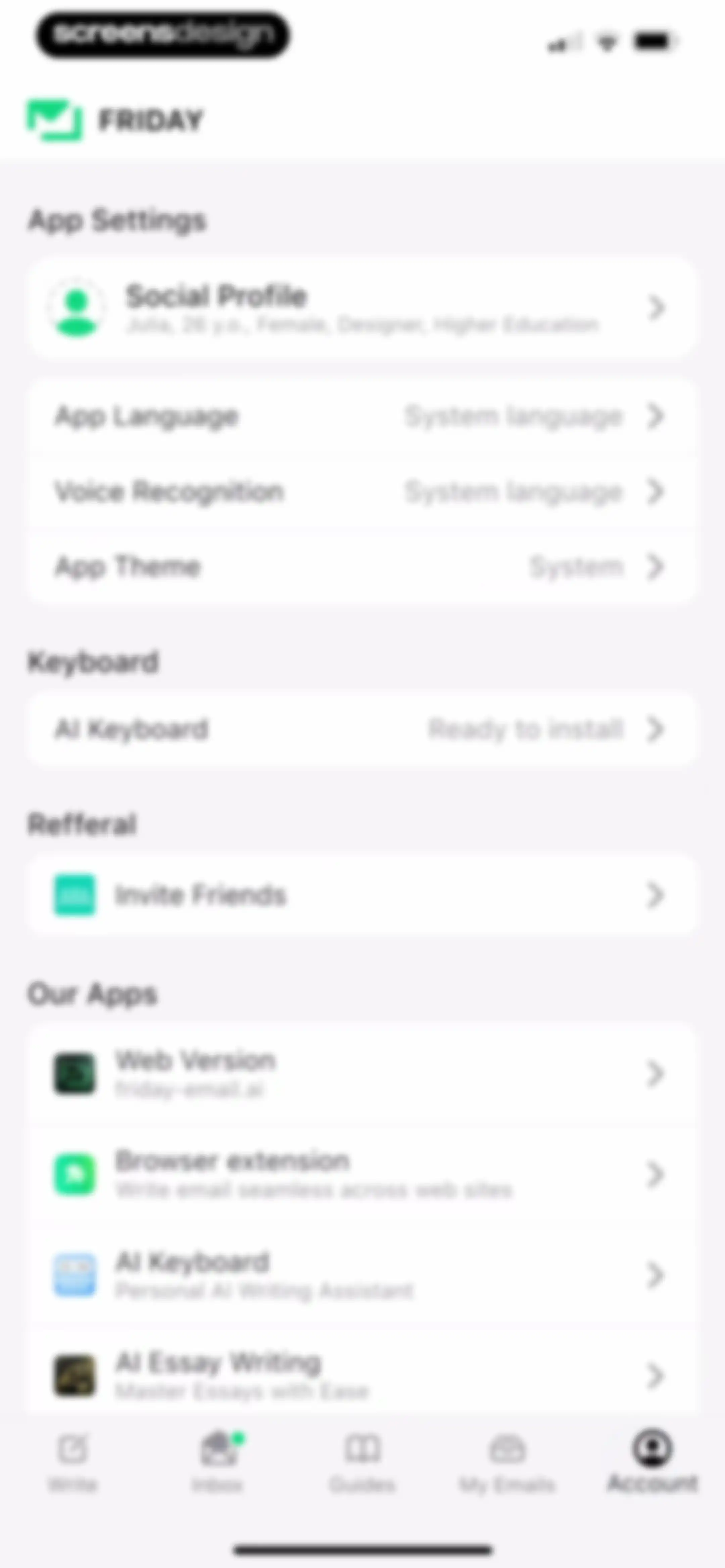 Friday AI Email Writer screen 82