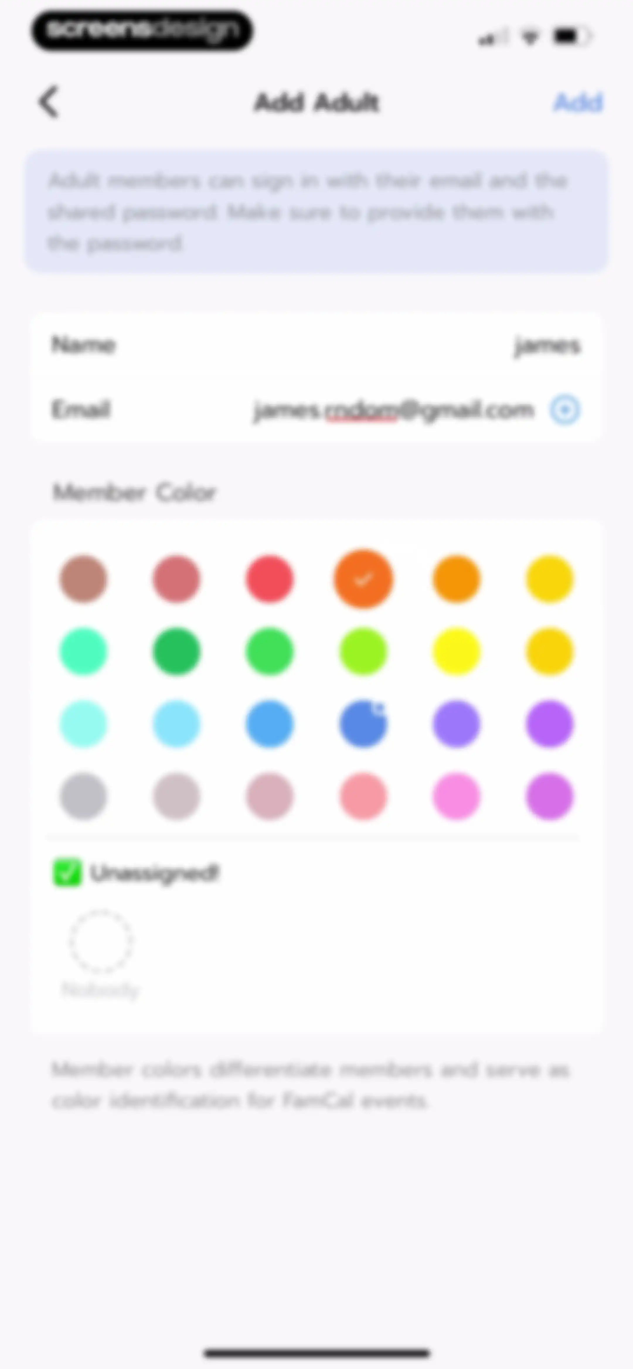 Shared Family Calendar: FamCal screen 13