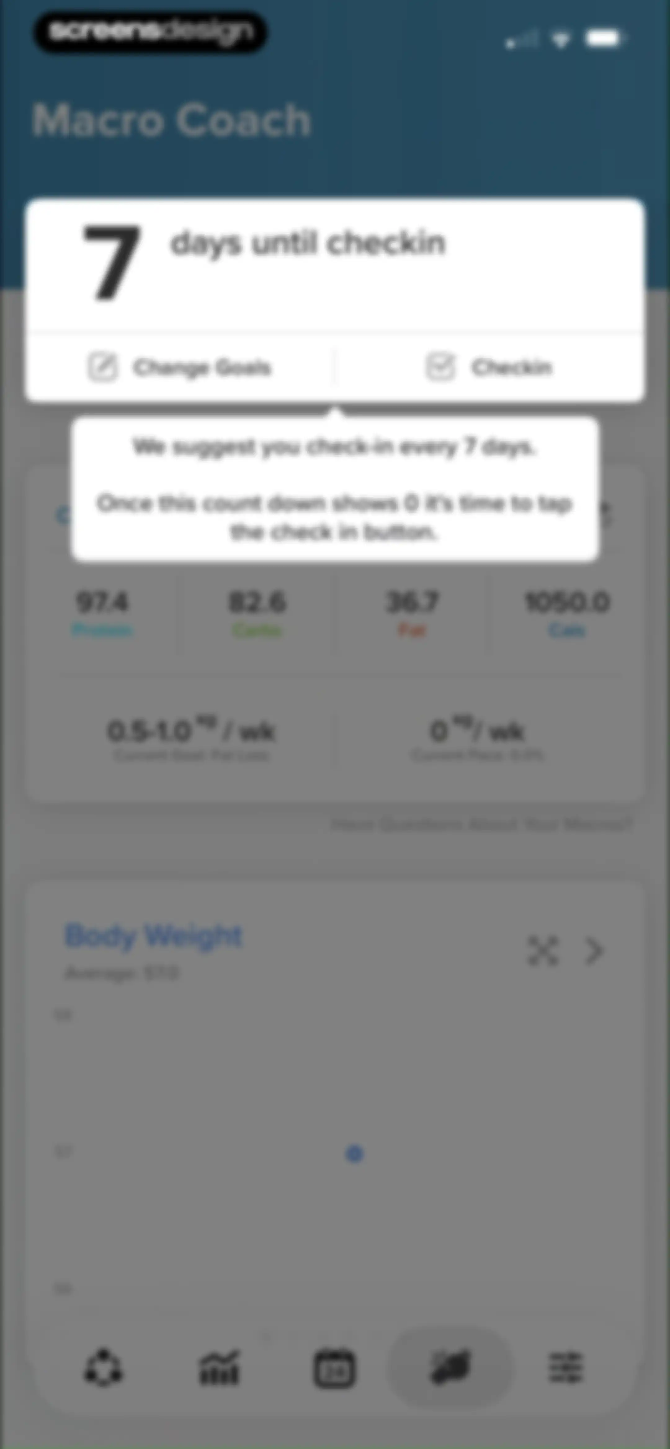 My Macros+ | Macro Tracker screen 168