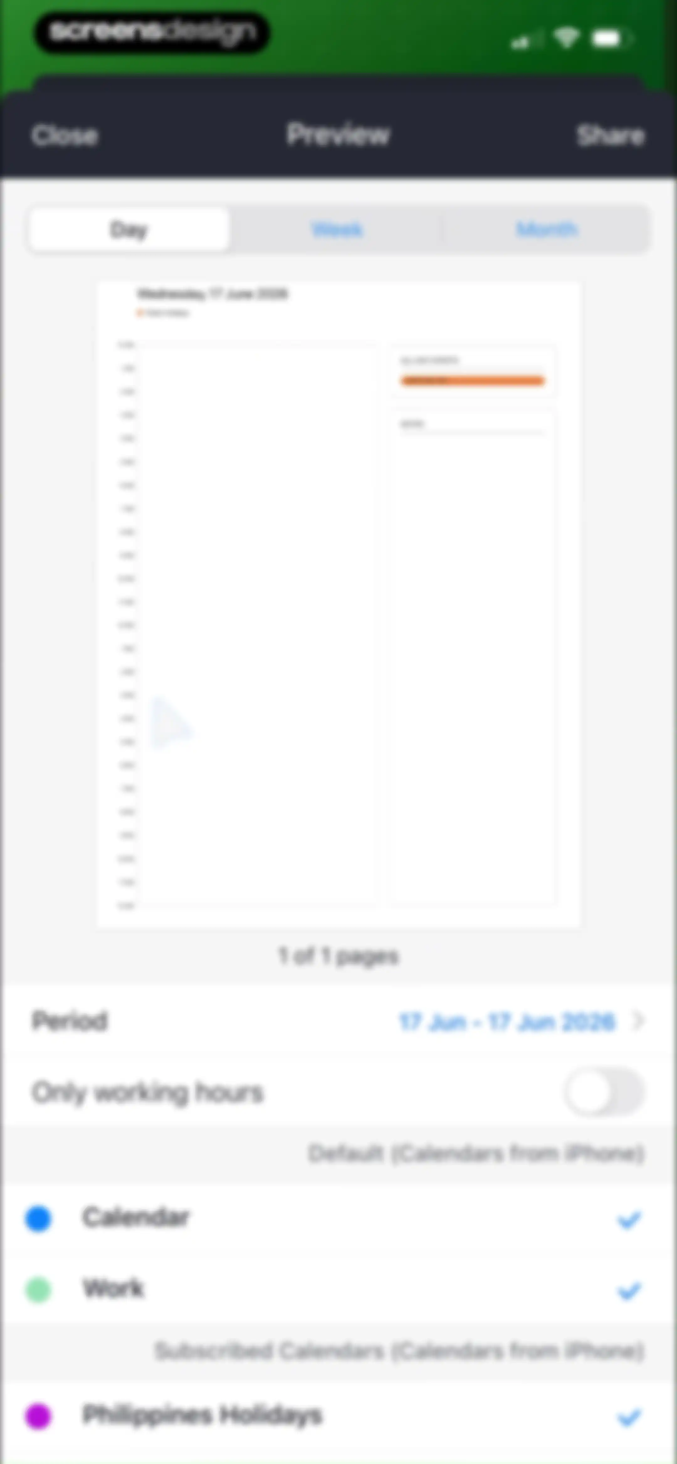 Calendars: Schedule Planner screen 116