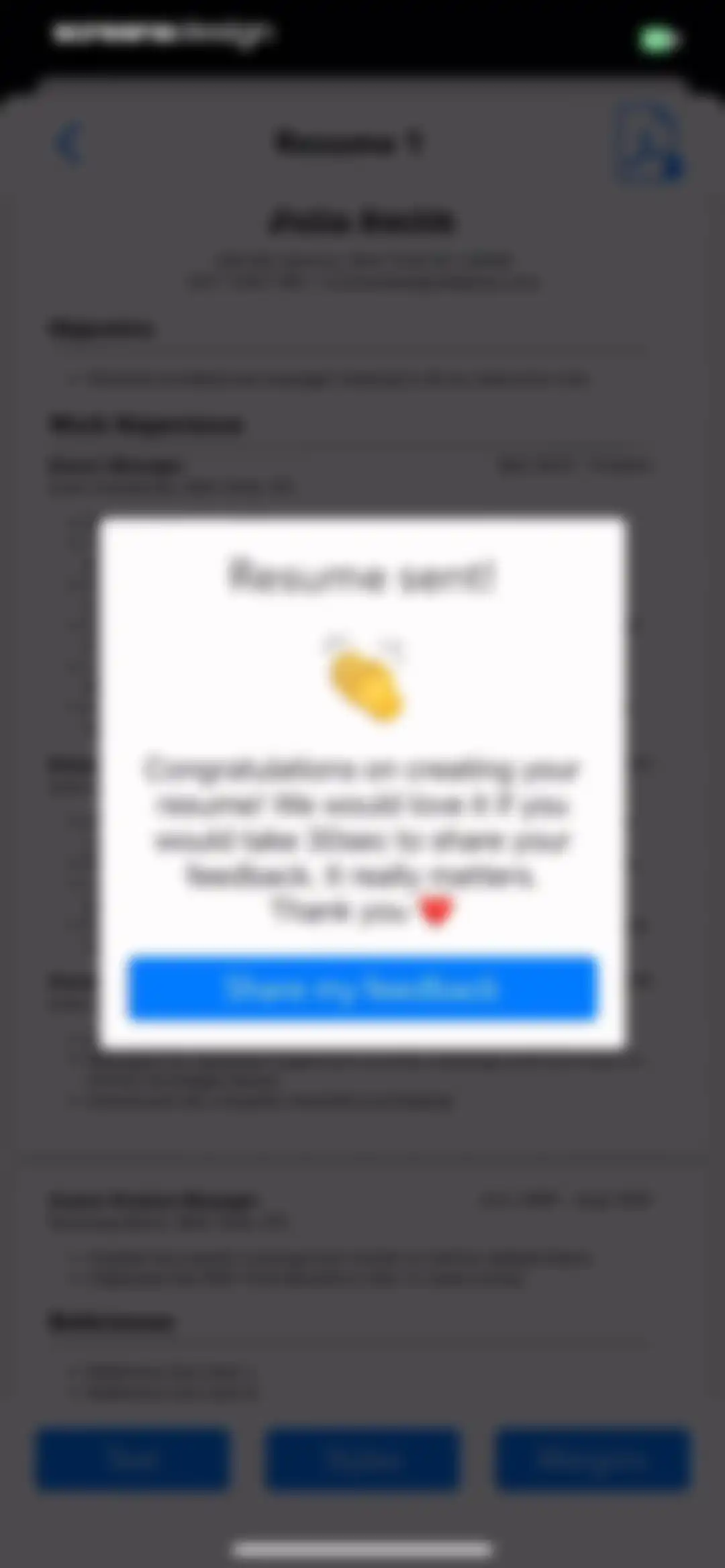 Resume Builder⁺ screen 29