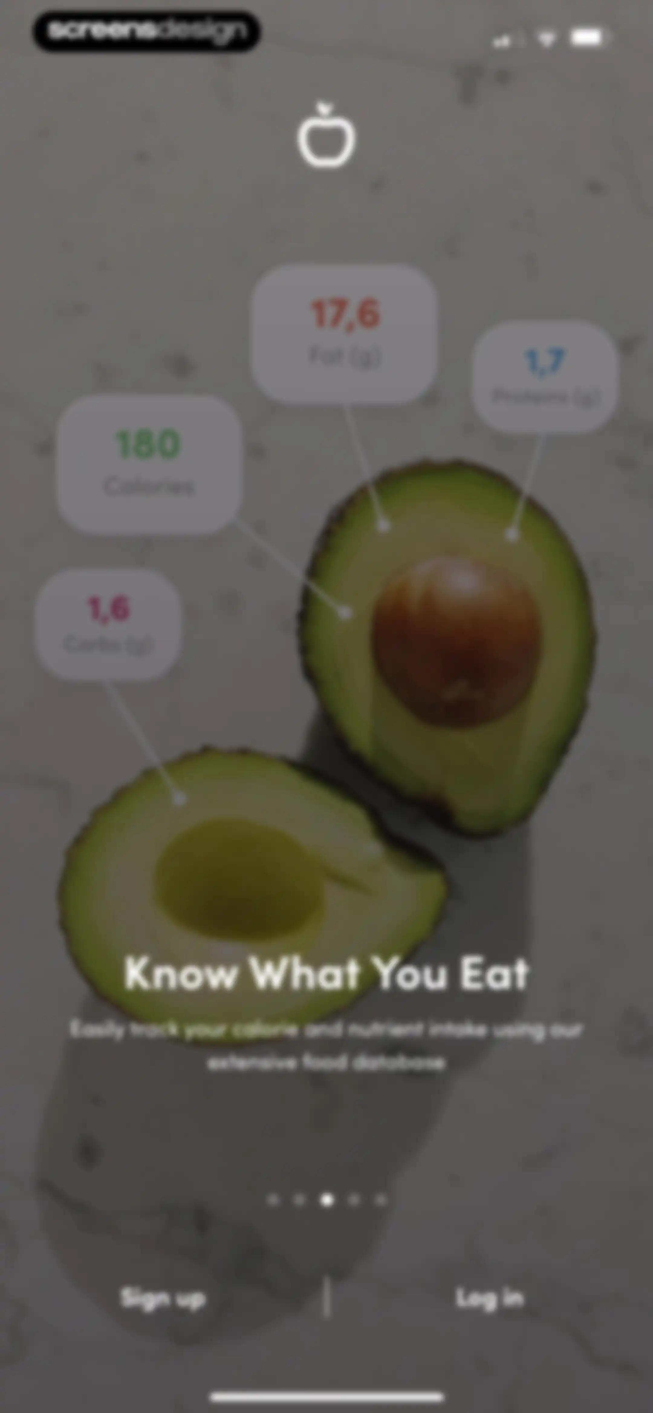 Calories and nutrition tracker screen 3