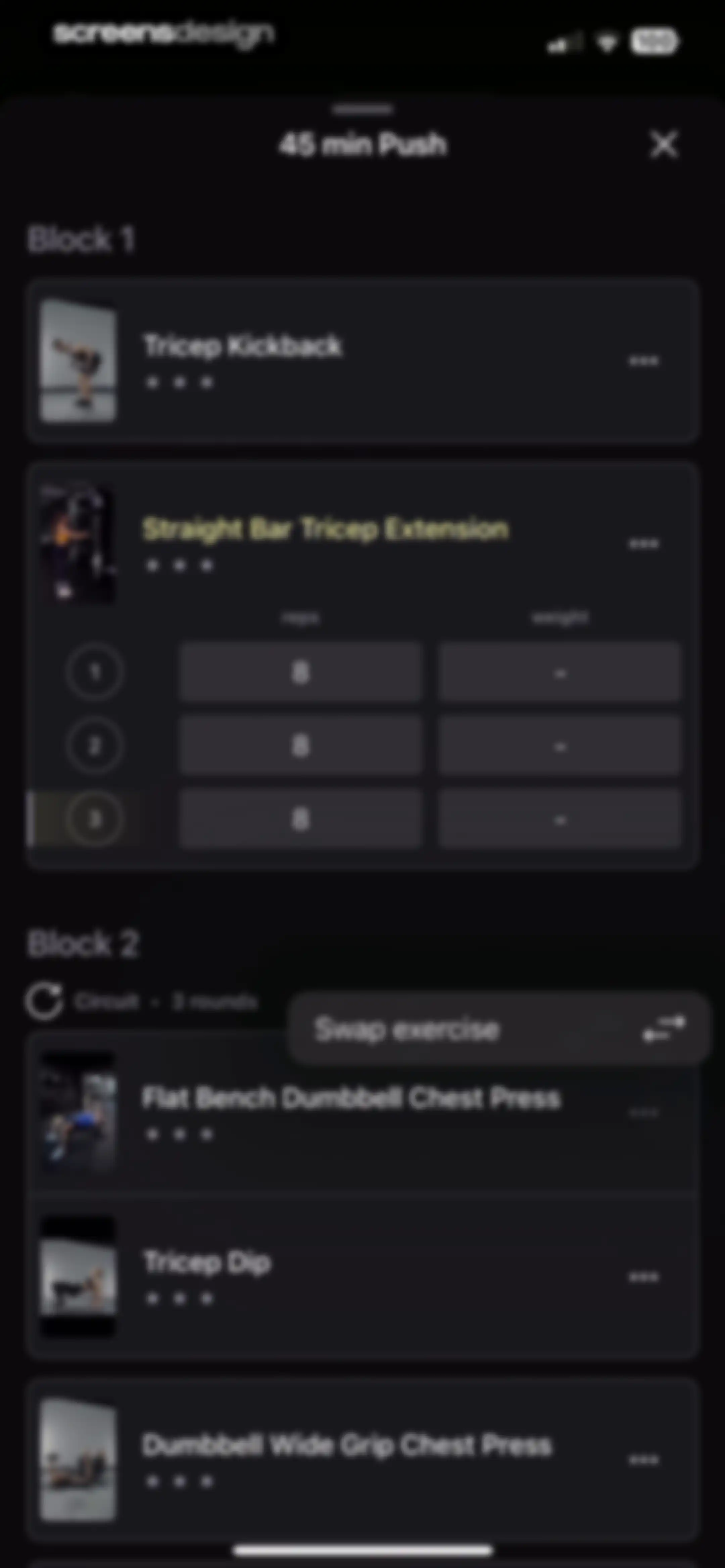 Peloton Strength+ screen 113