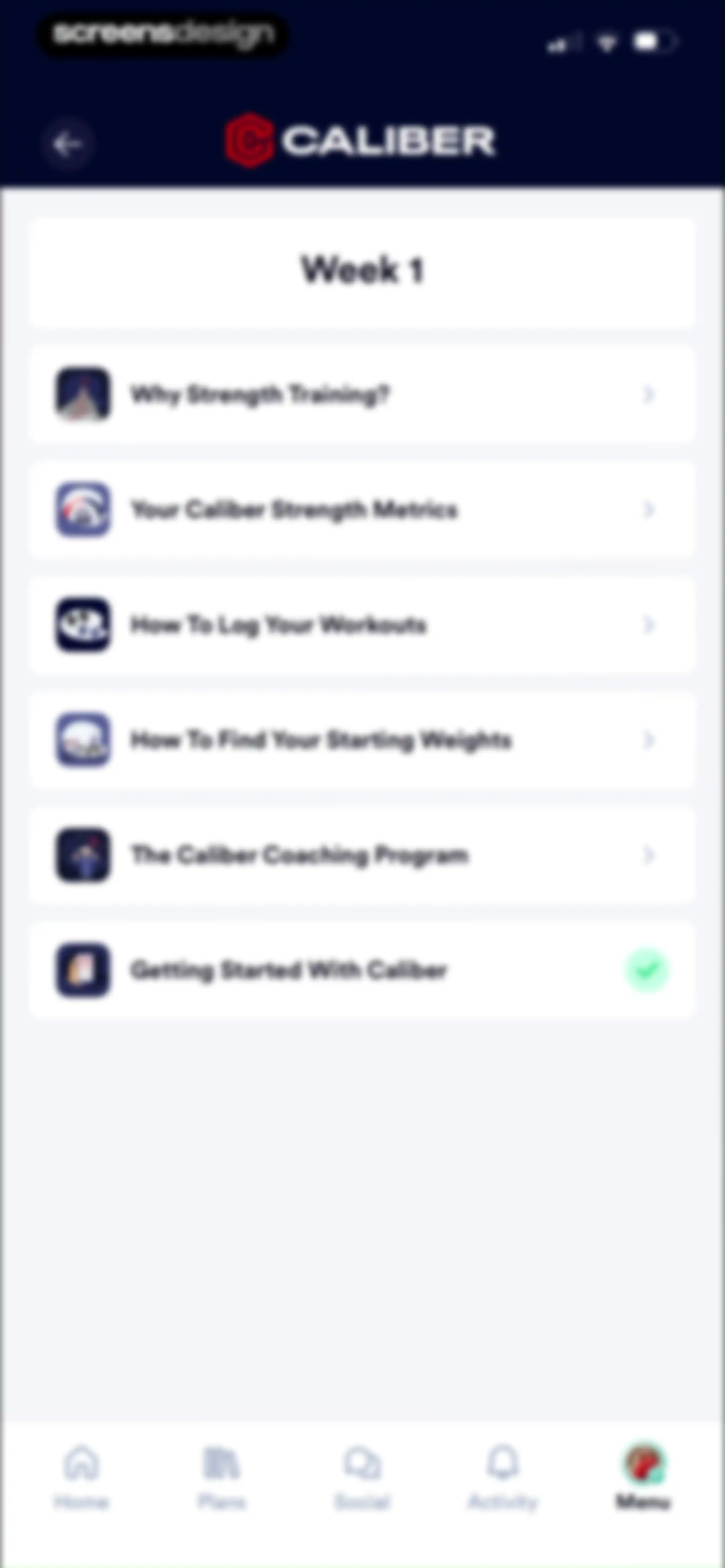 Caliber: Strength Training screen 185