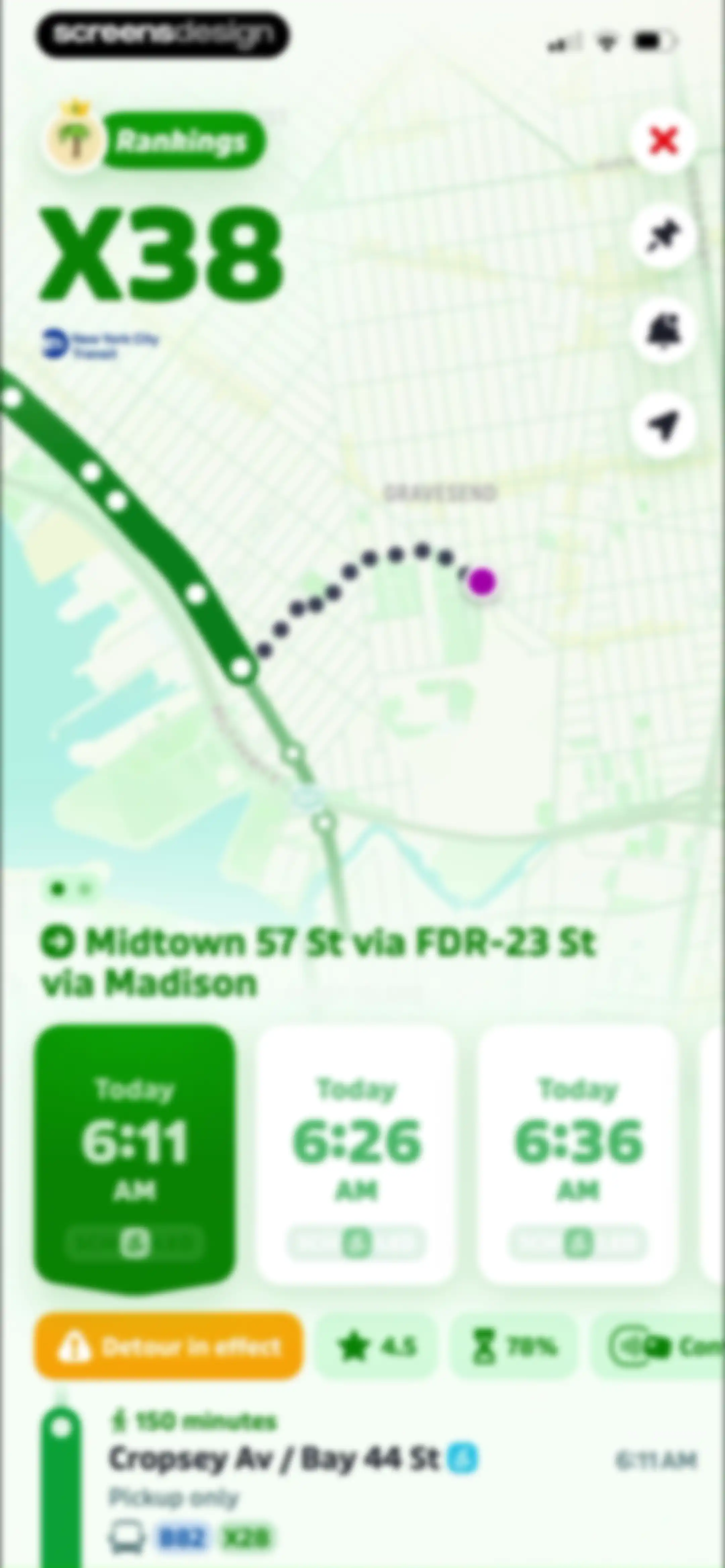 Transit • Subway & Bus Times screen 52