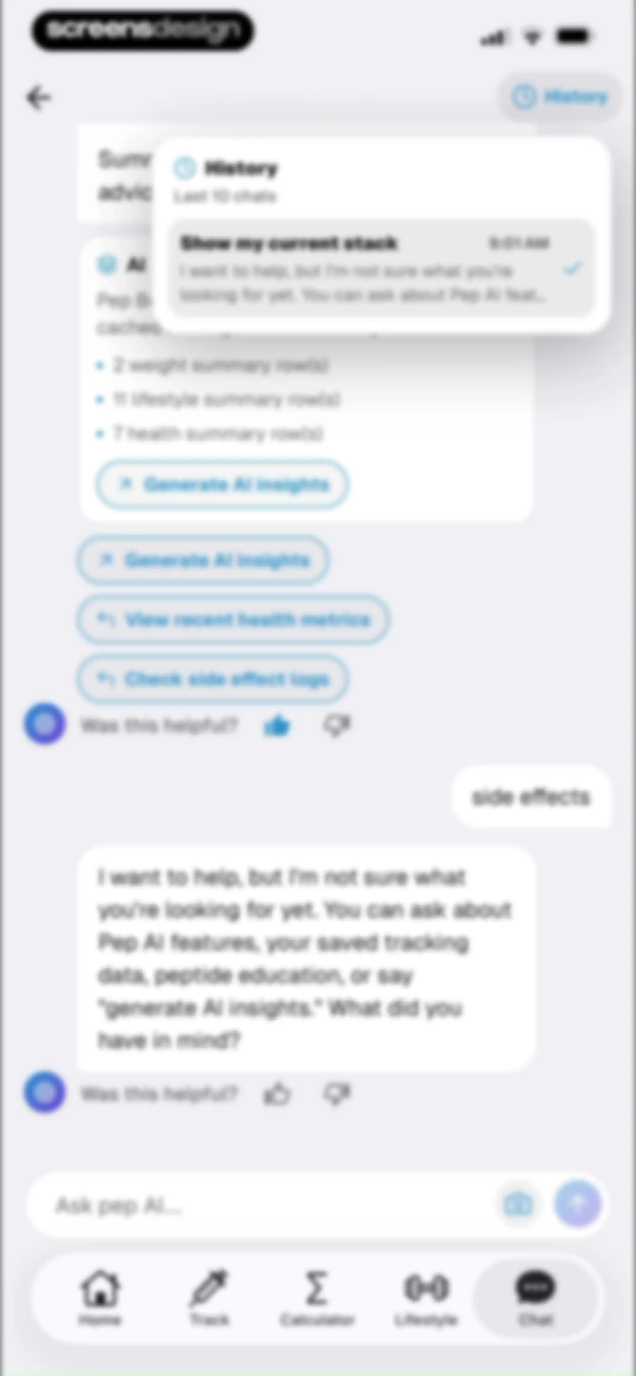 Pep AI: Peptide GLP-1 Tracker screen 190