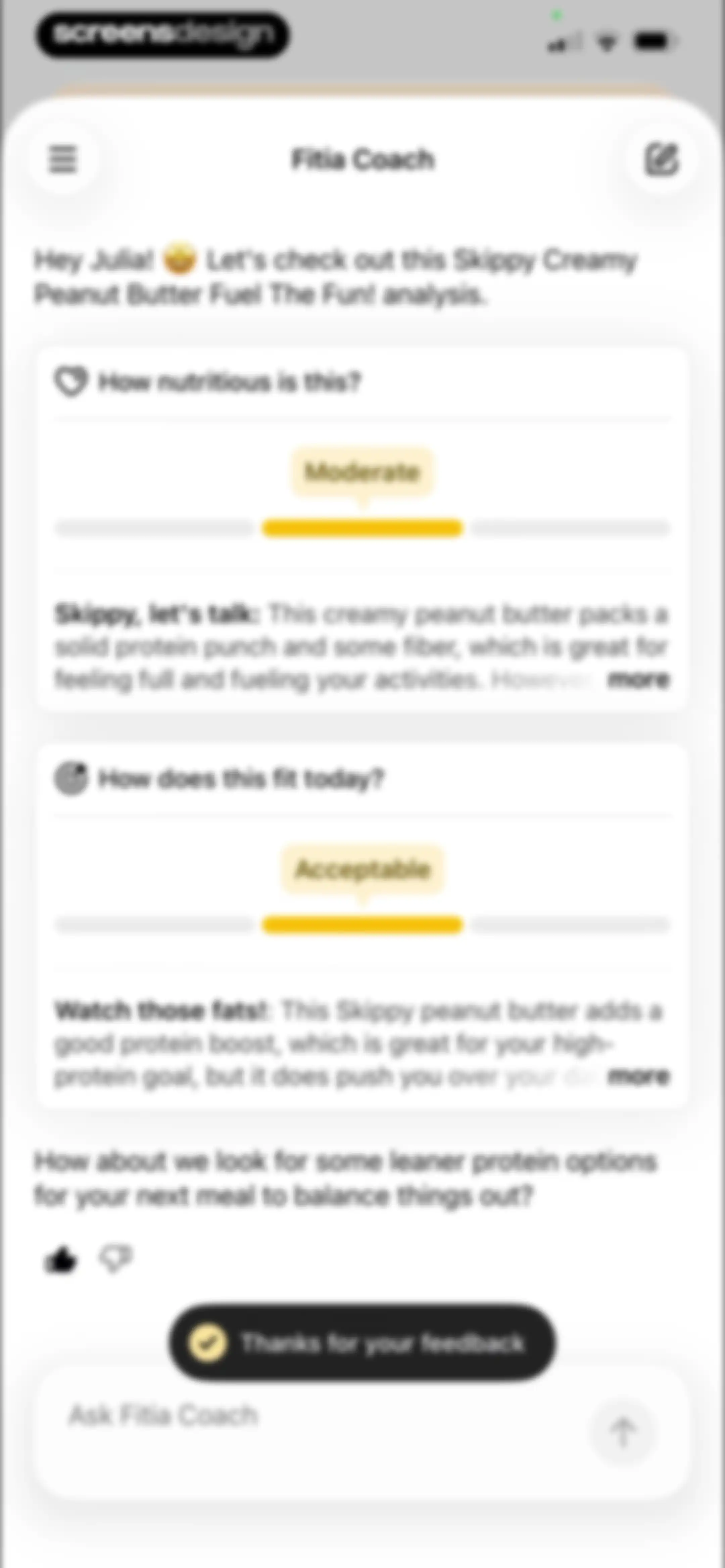 Fitia: Calorie Counter & Diet screen 127
