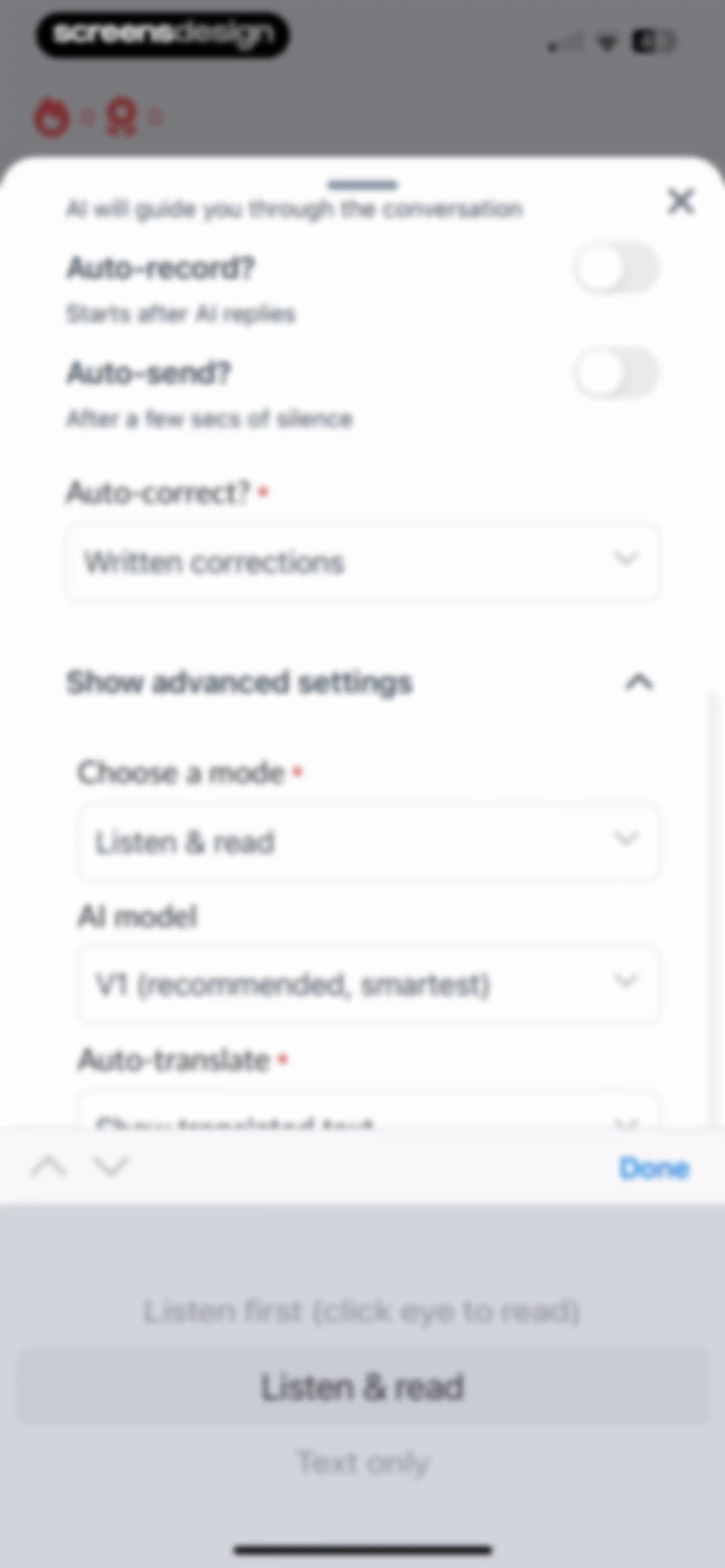 Langua: AI language learning screen 35
