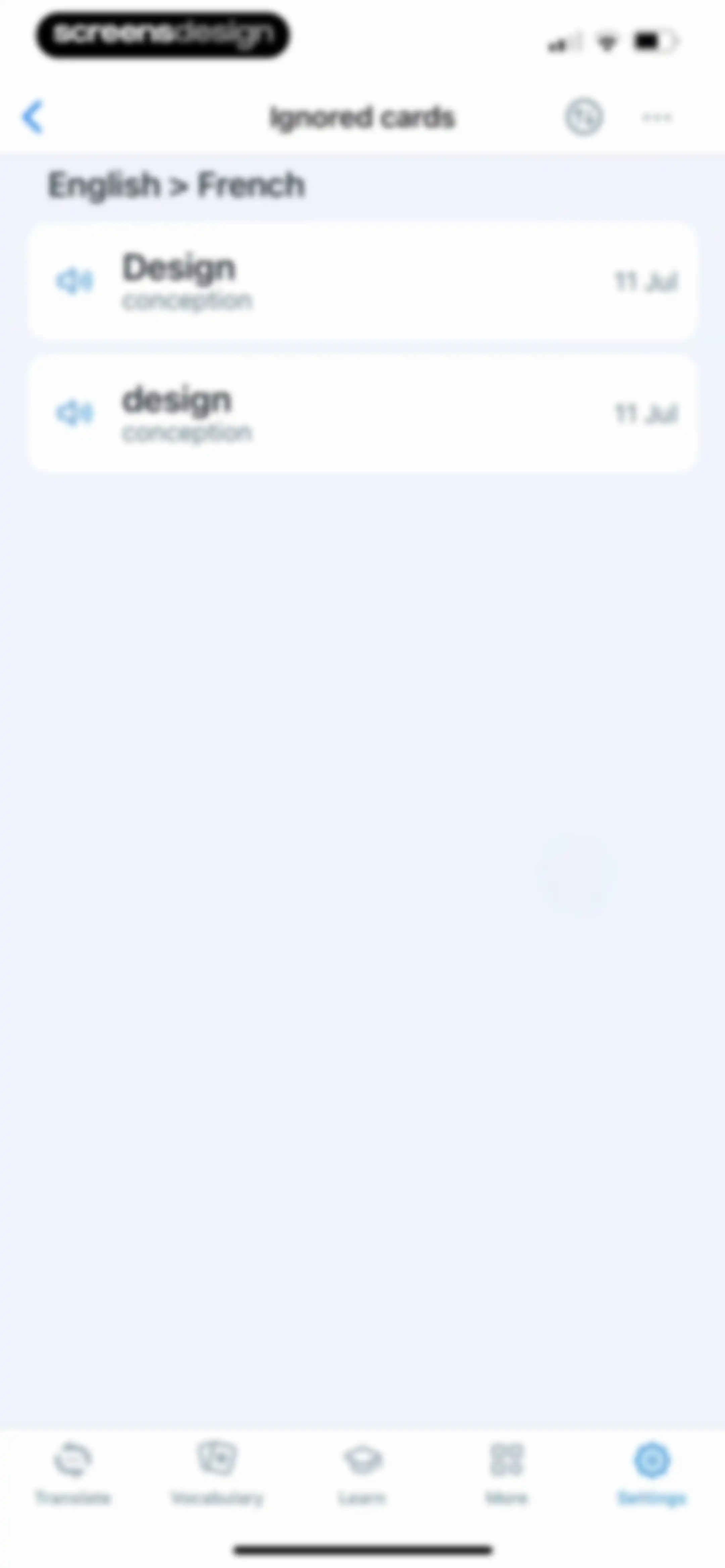 Reverso translate and learn screen 151