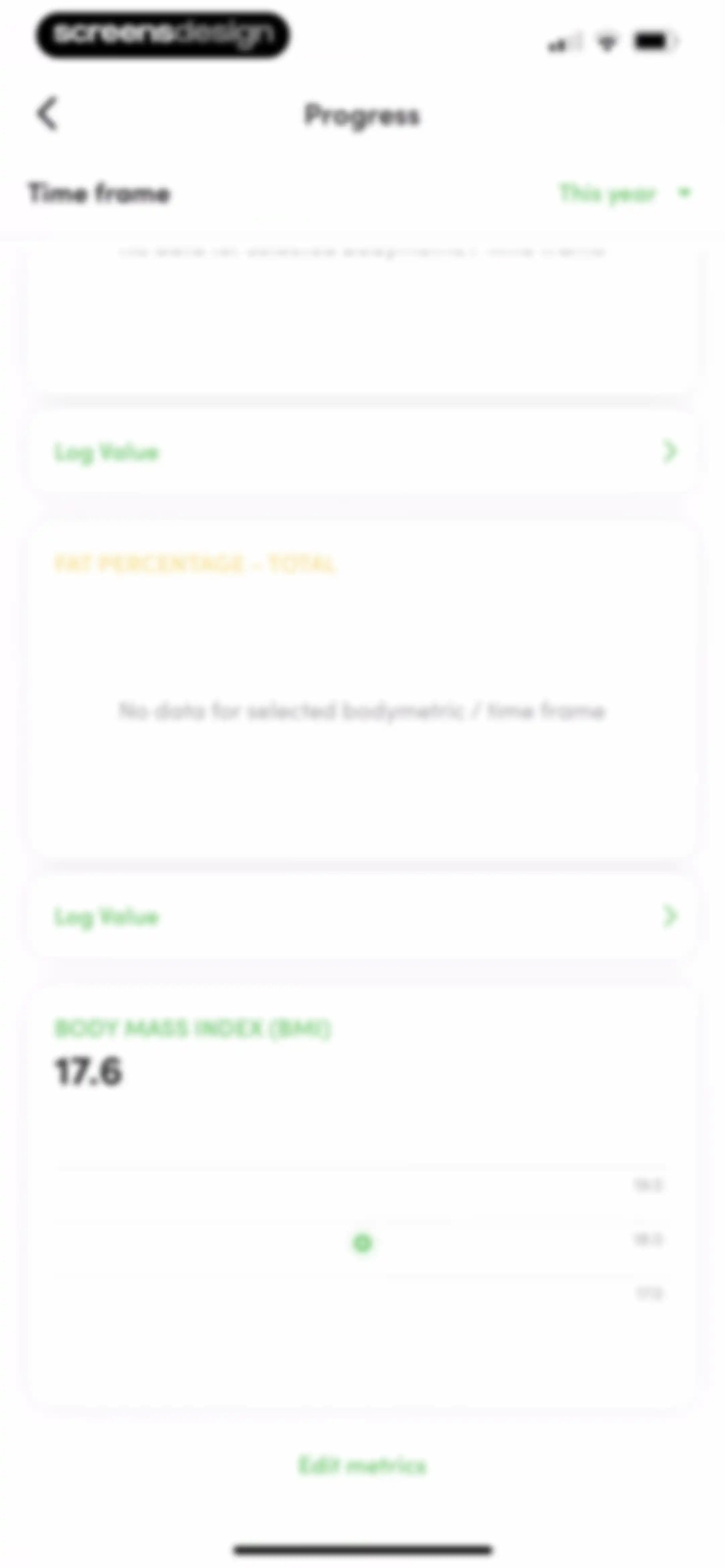 Calories and nutrition tracker screen 91