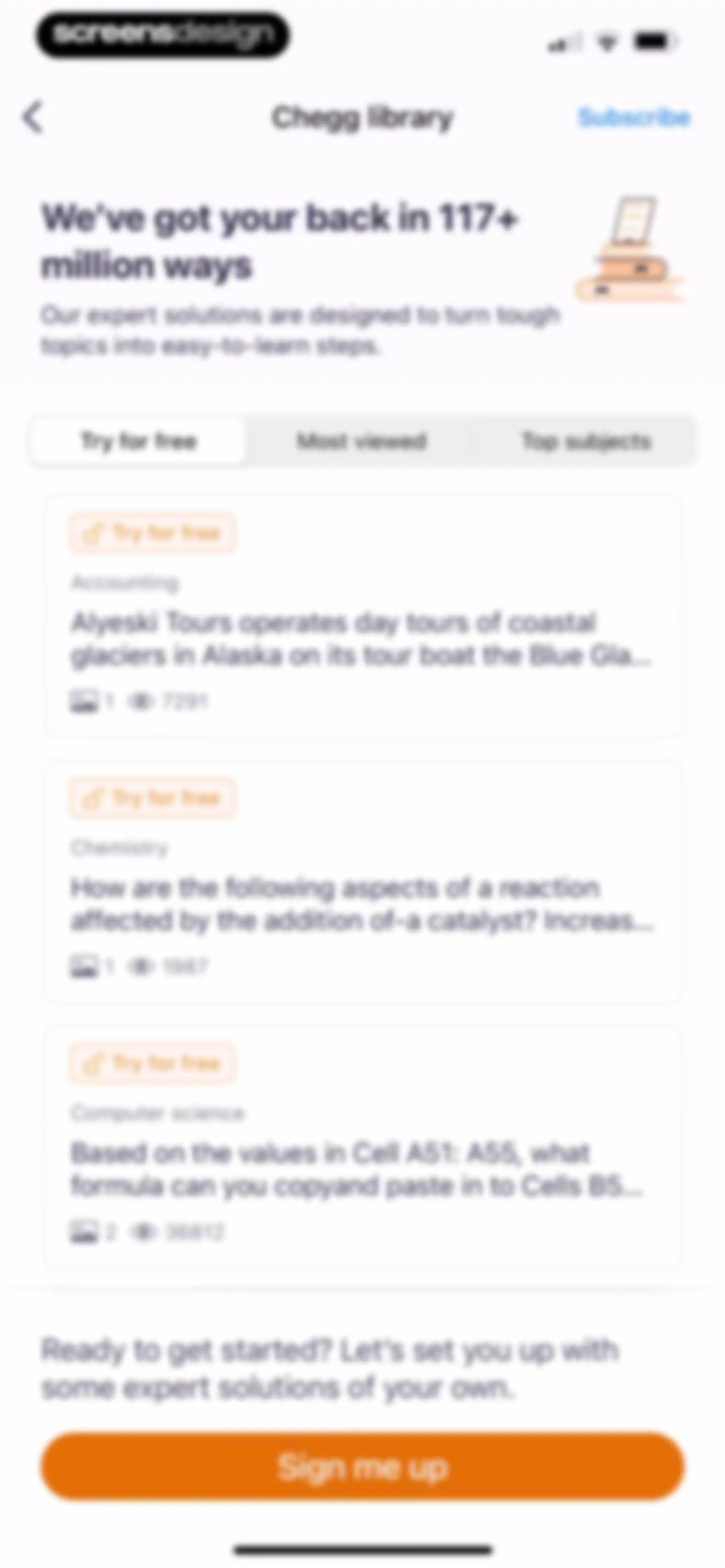 Chegg Study - Homework Help screen 65