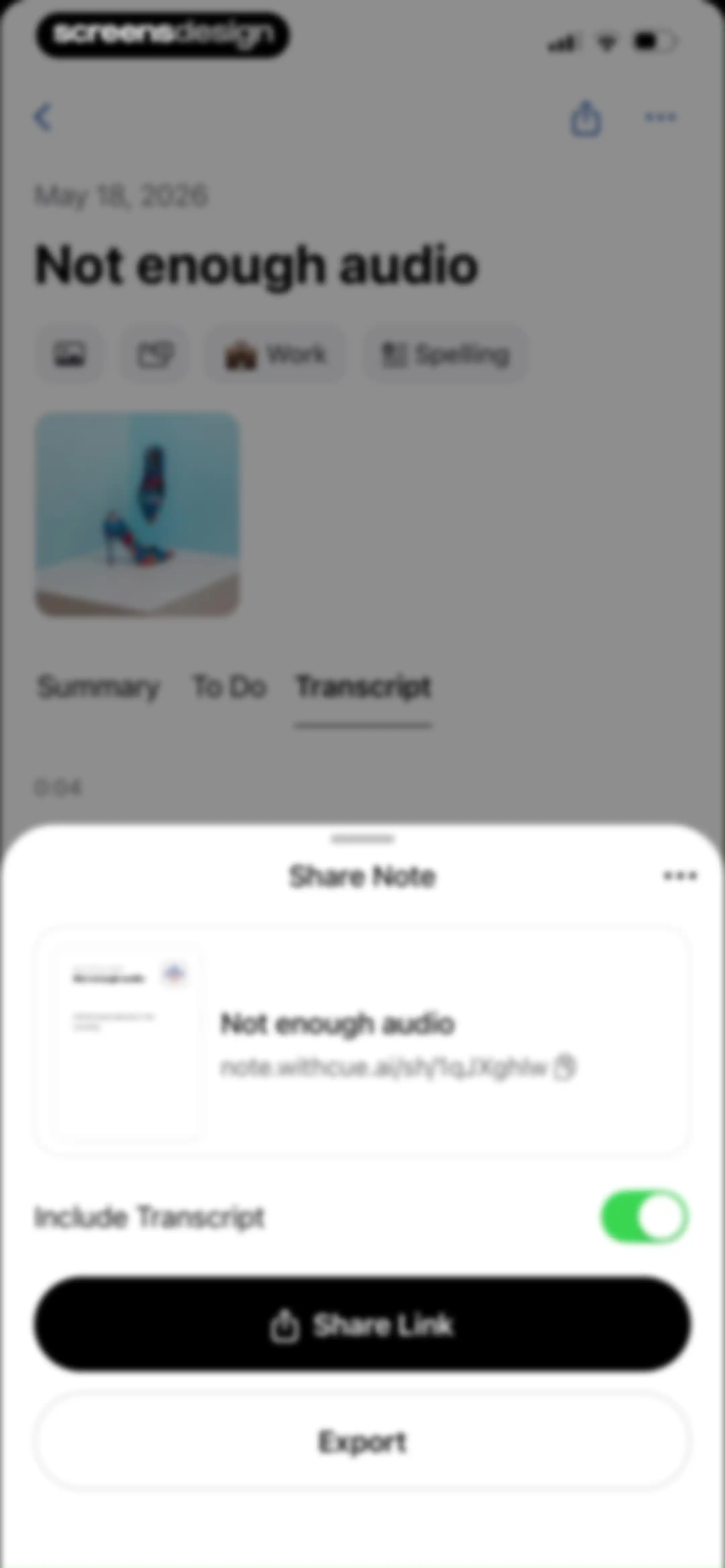 Cue: AI Note Taker & Recorder screen 59