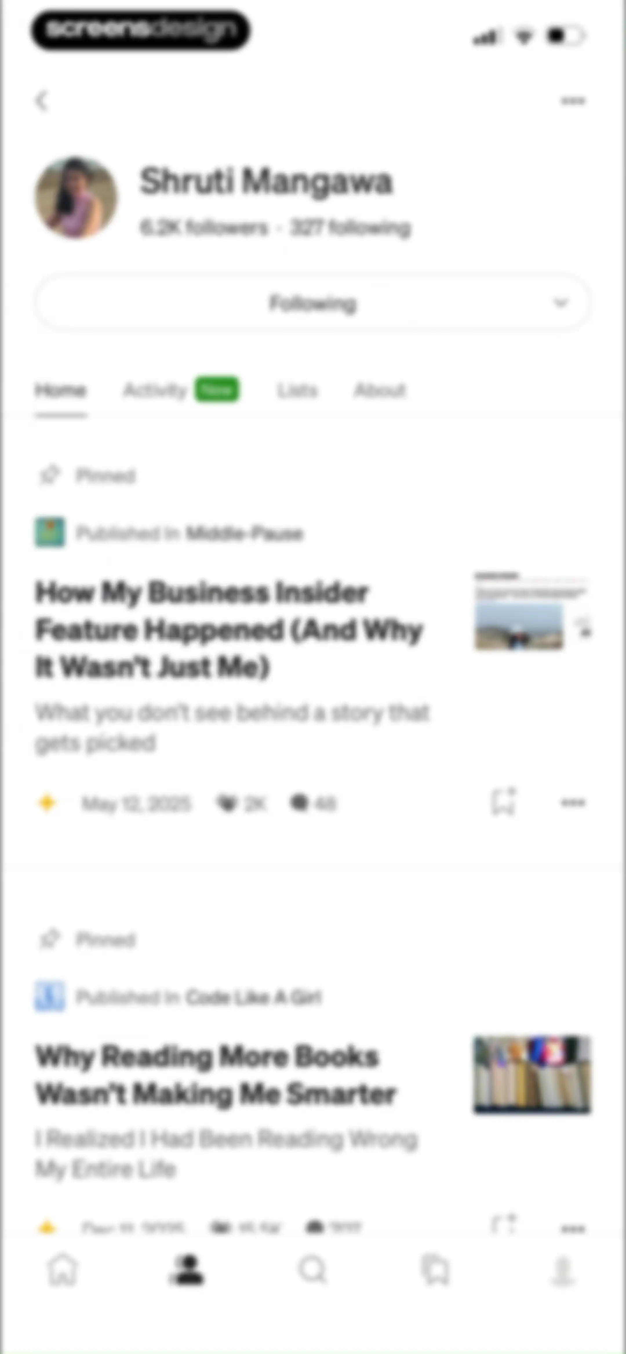 Medium: Read & Write Stories screen 61