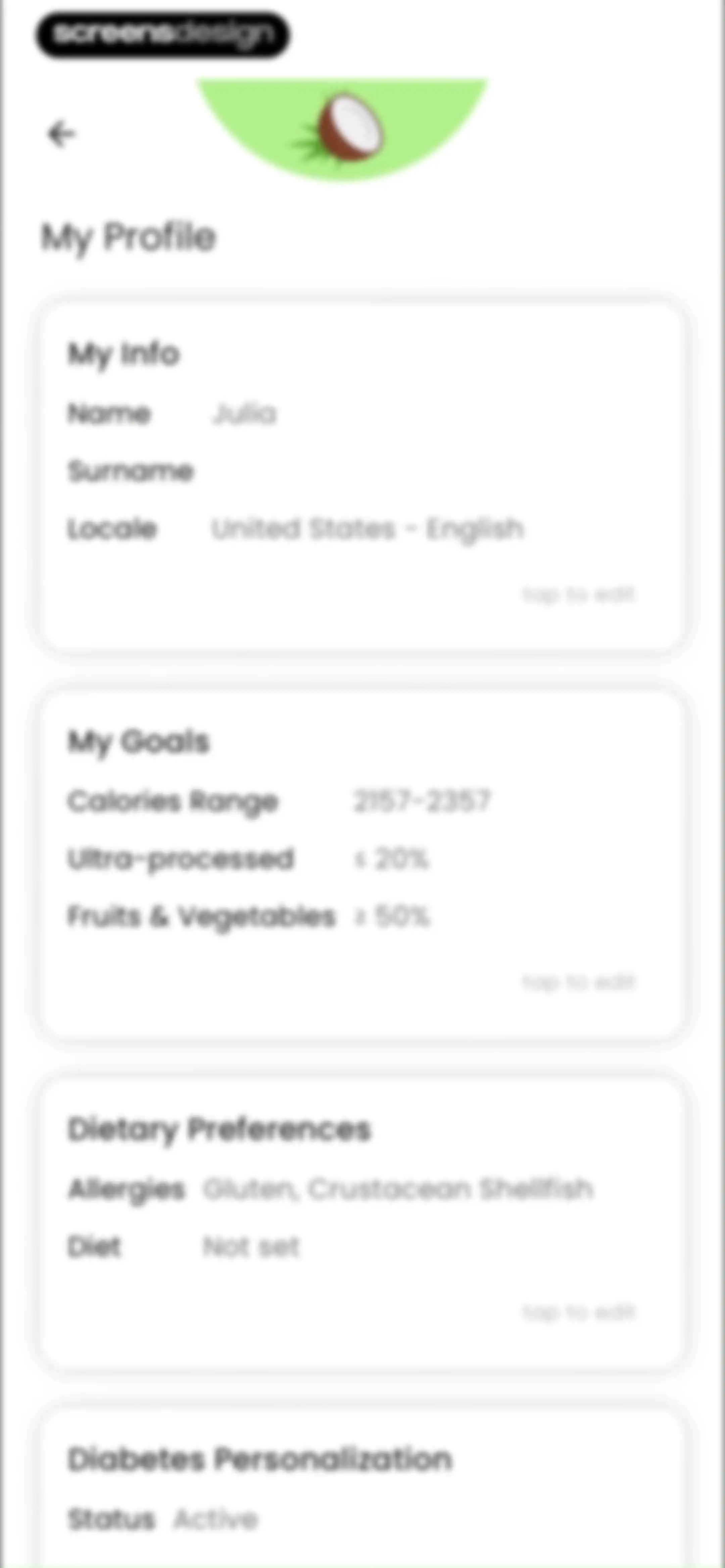 Diabetes food tracker - Gococo screen 148